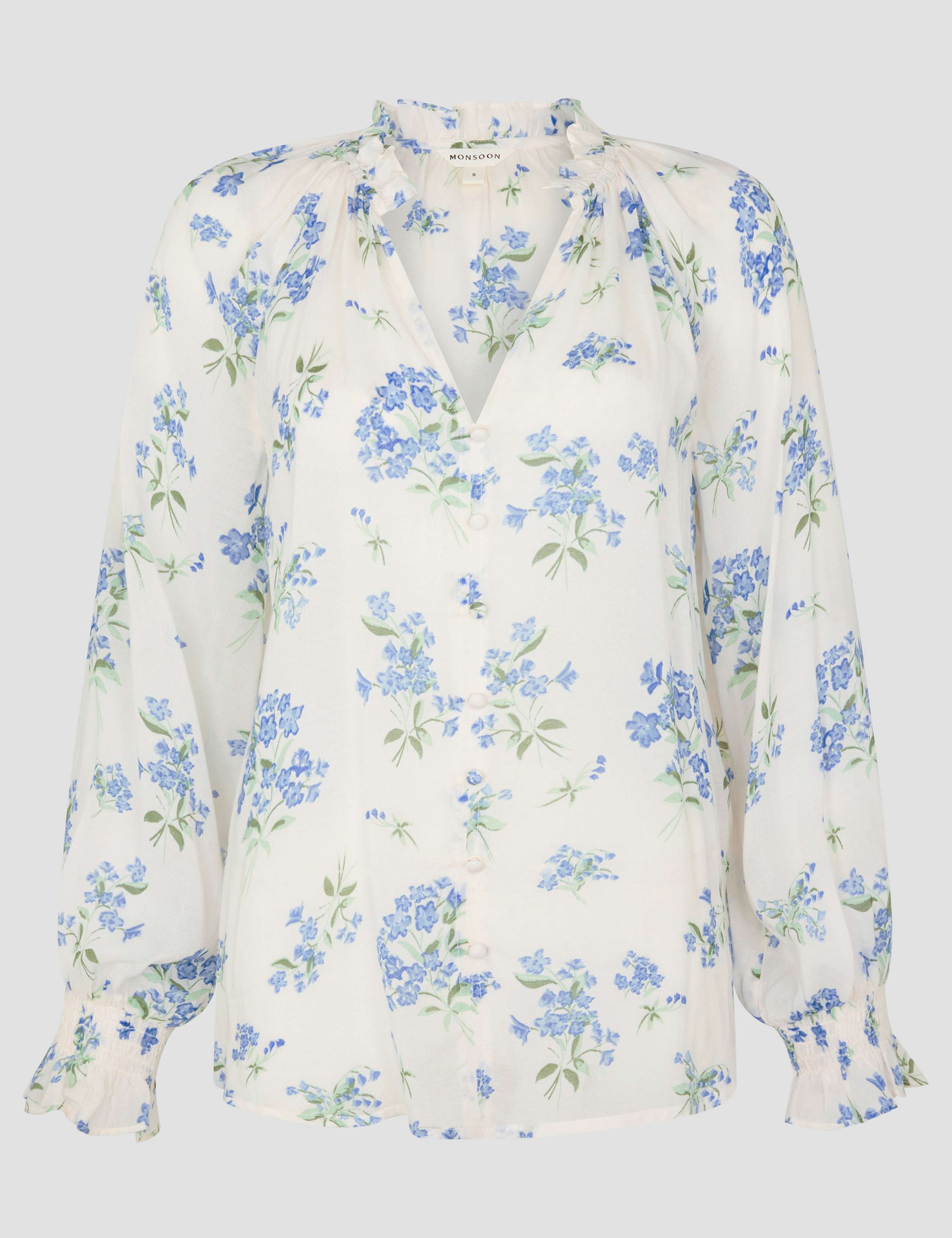 Modal Blend Sheer Floral V-Neck Blouse 2 of 5
