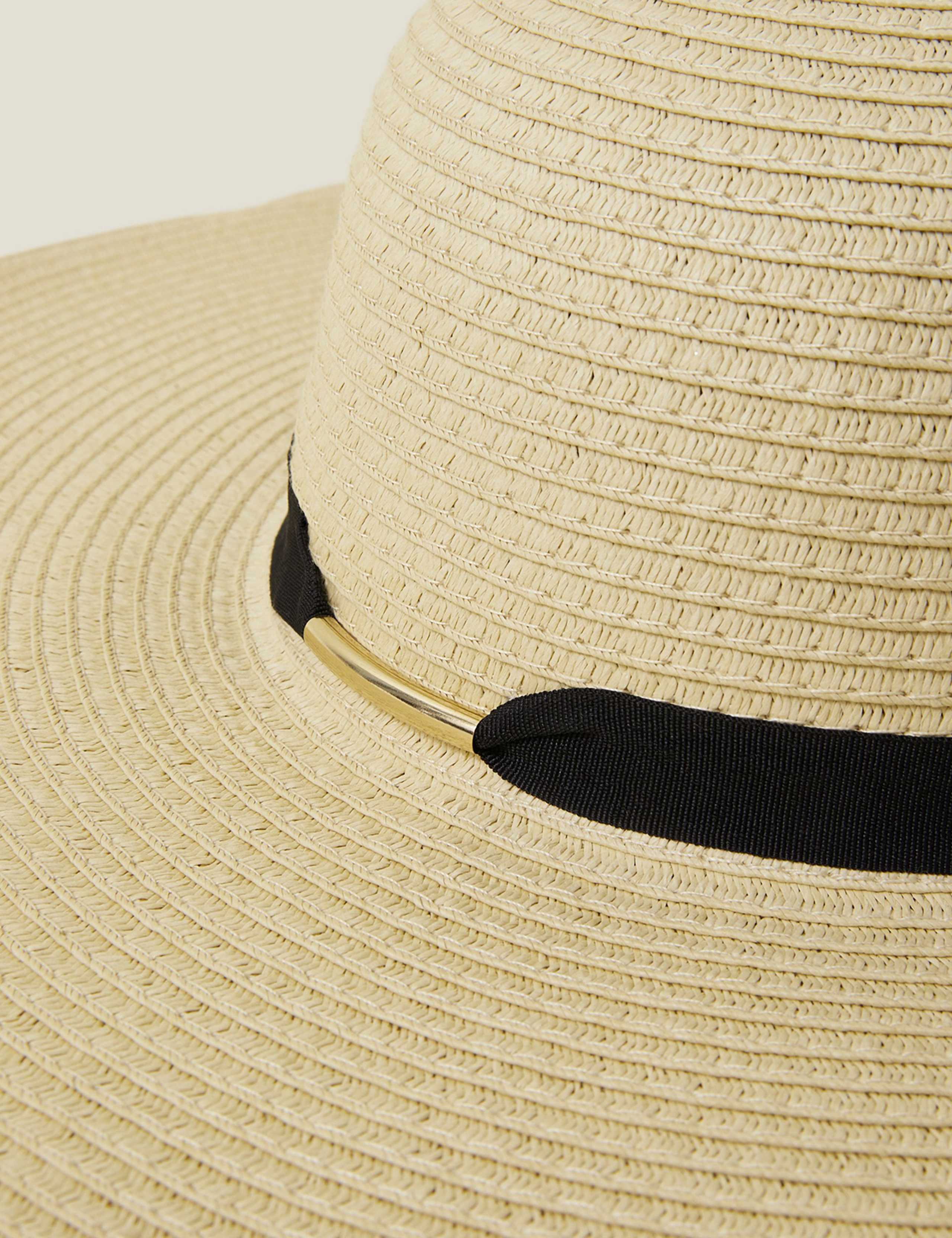 Woven Straw Wide Brim Floppy Hat 3 of 3