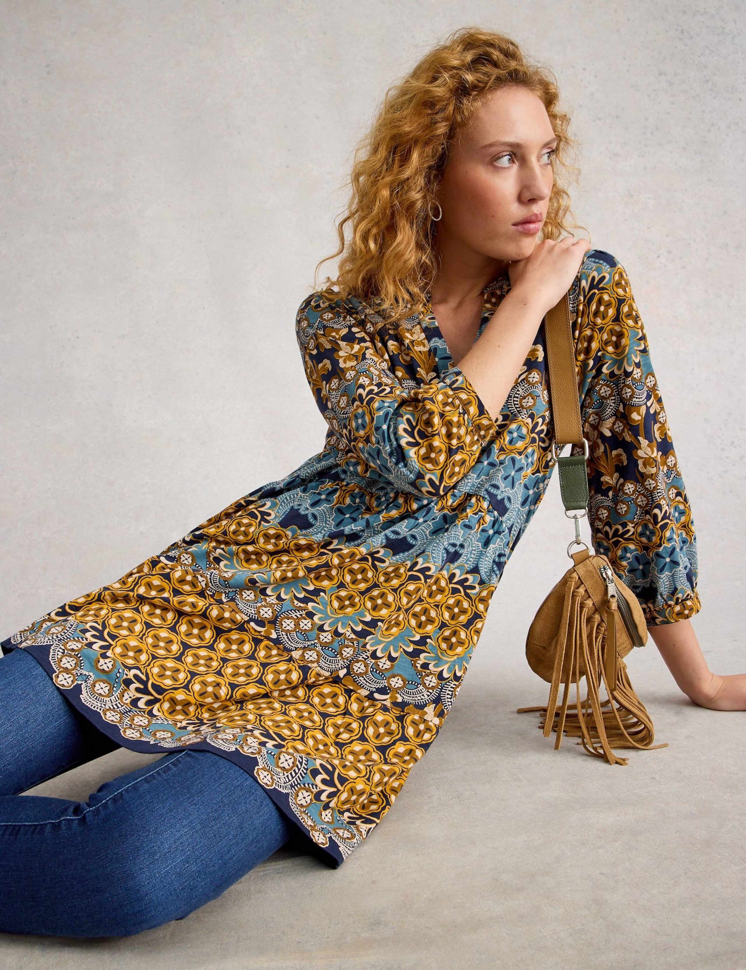 Pure Cotton Printed V-Neck Tunic 6 of 6