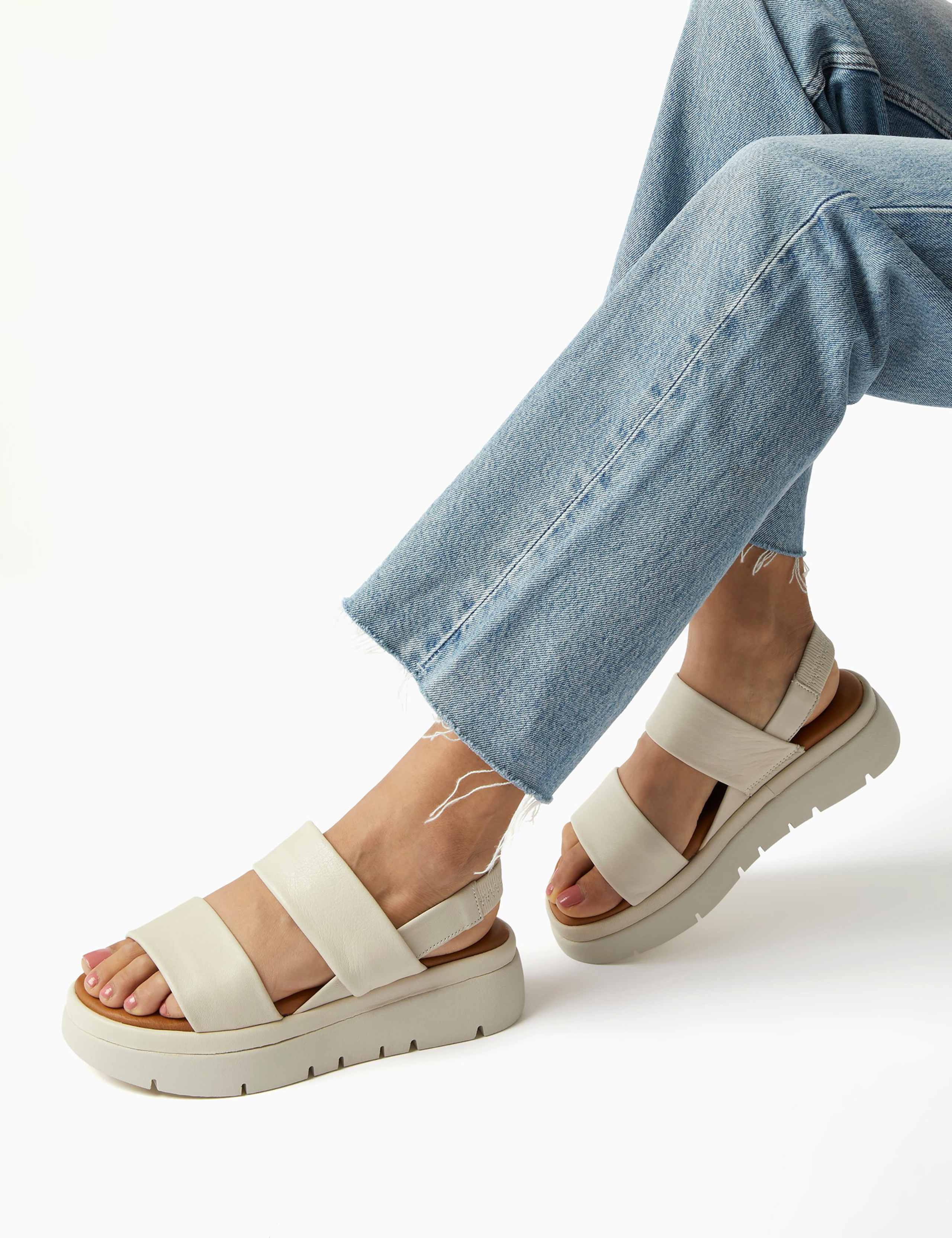 Leather Slip On Flatform Sandals 1 of 5