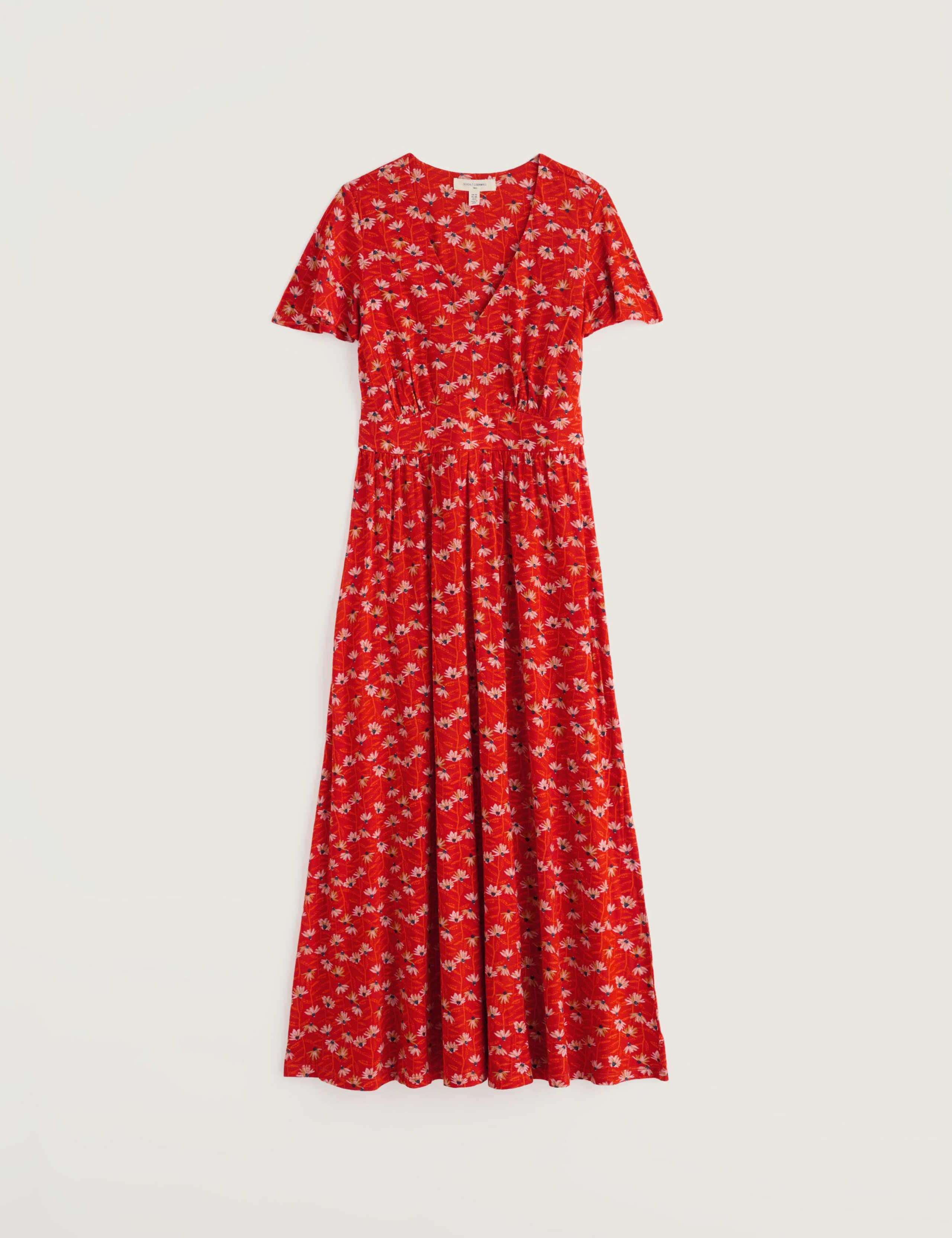 Pure Cotton Floral V-Neck Midi Waisted Dress 2 of 5
