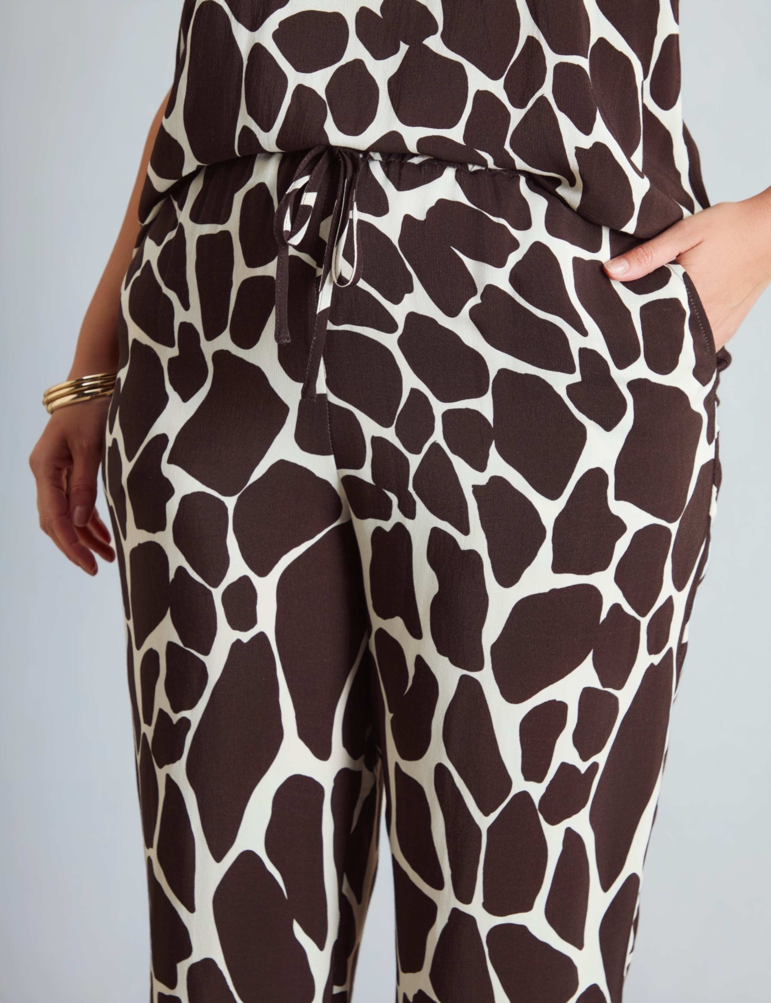 Animal Print Elasticated Waist Wide Leg Trousers 4 of 4