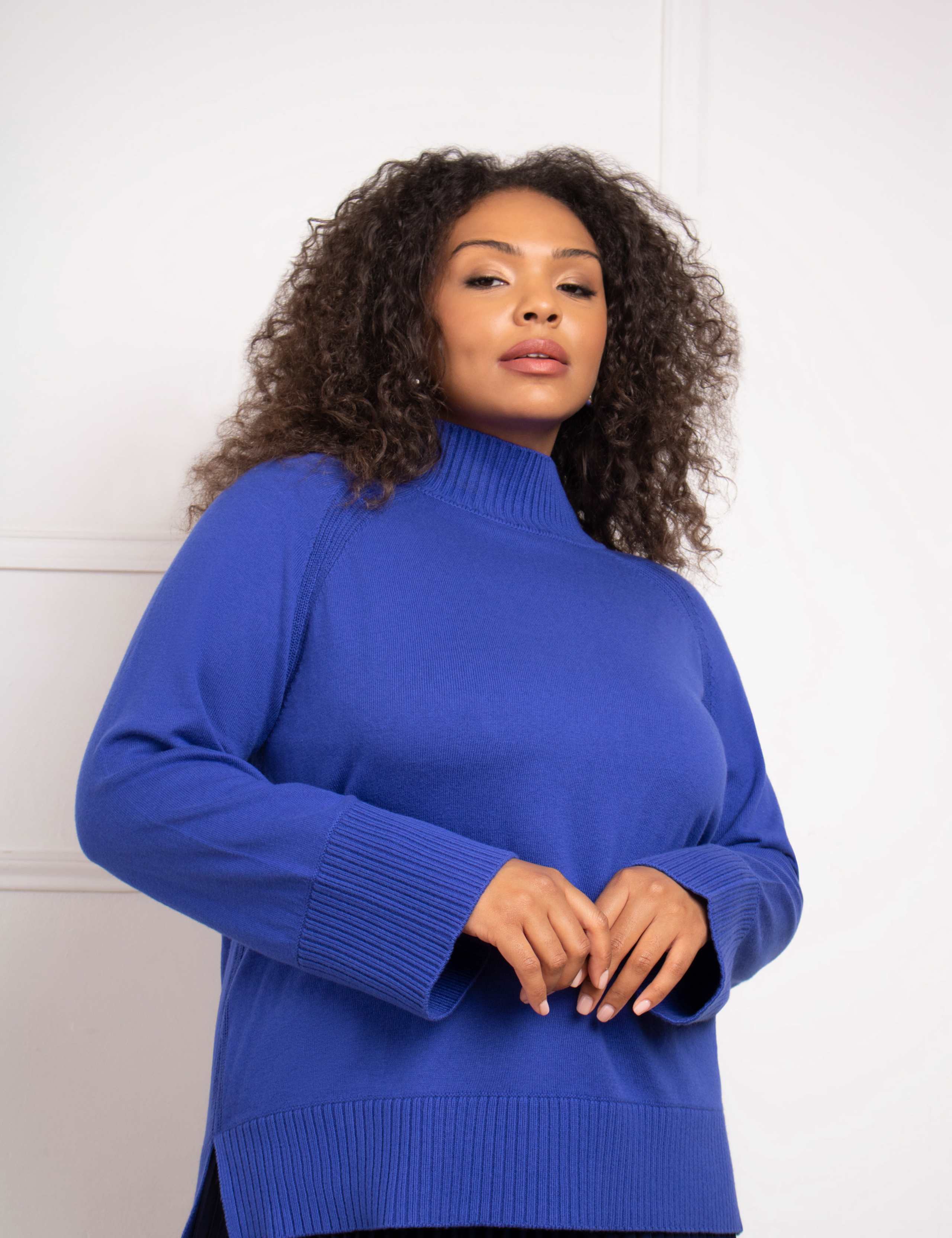 Cotton Blend High Neck Jumper 1 of 8