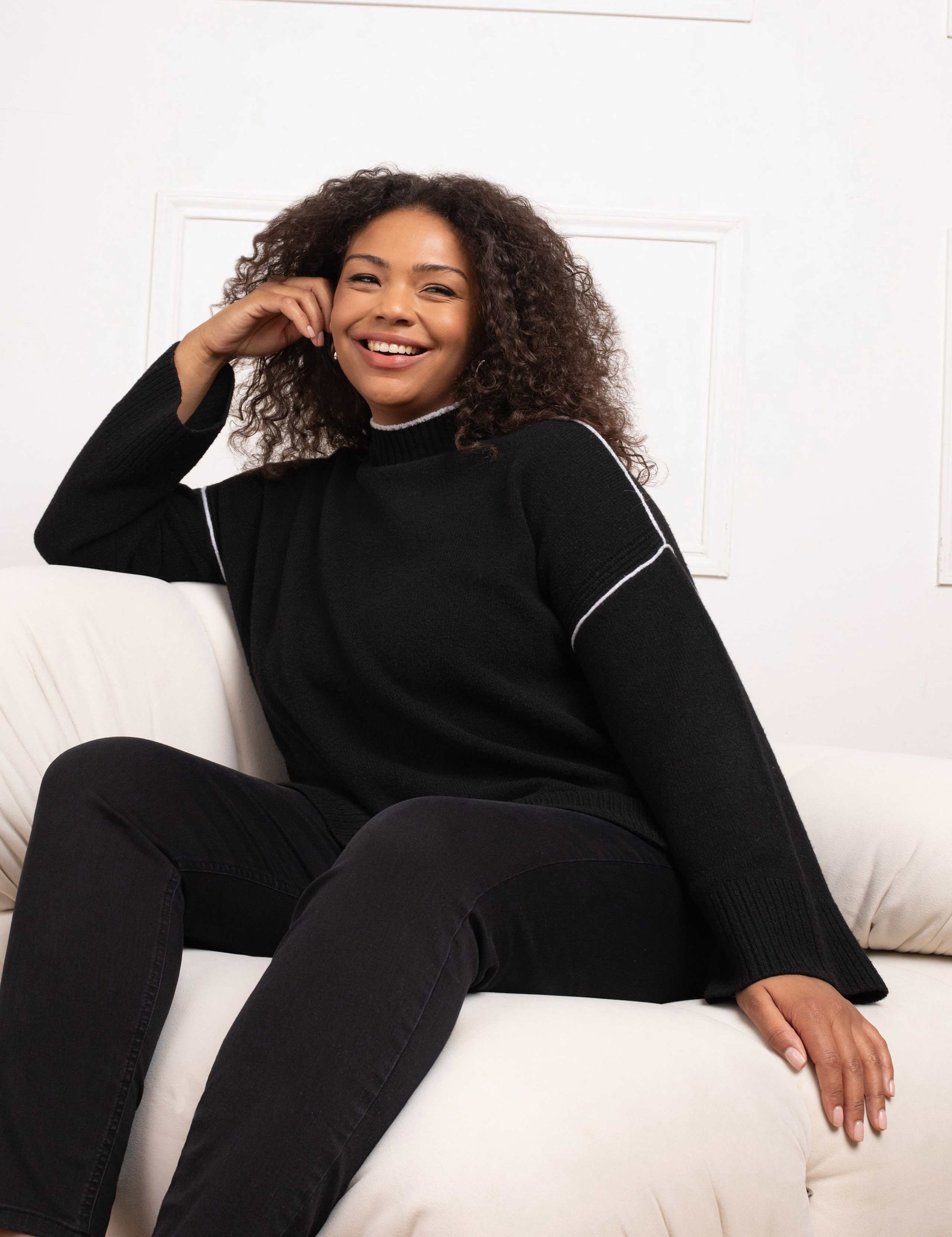 Cotton Blend High Neck Jumper 3 of 5