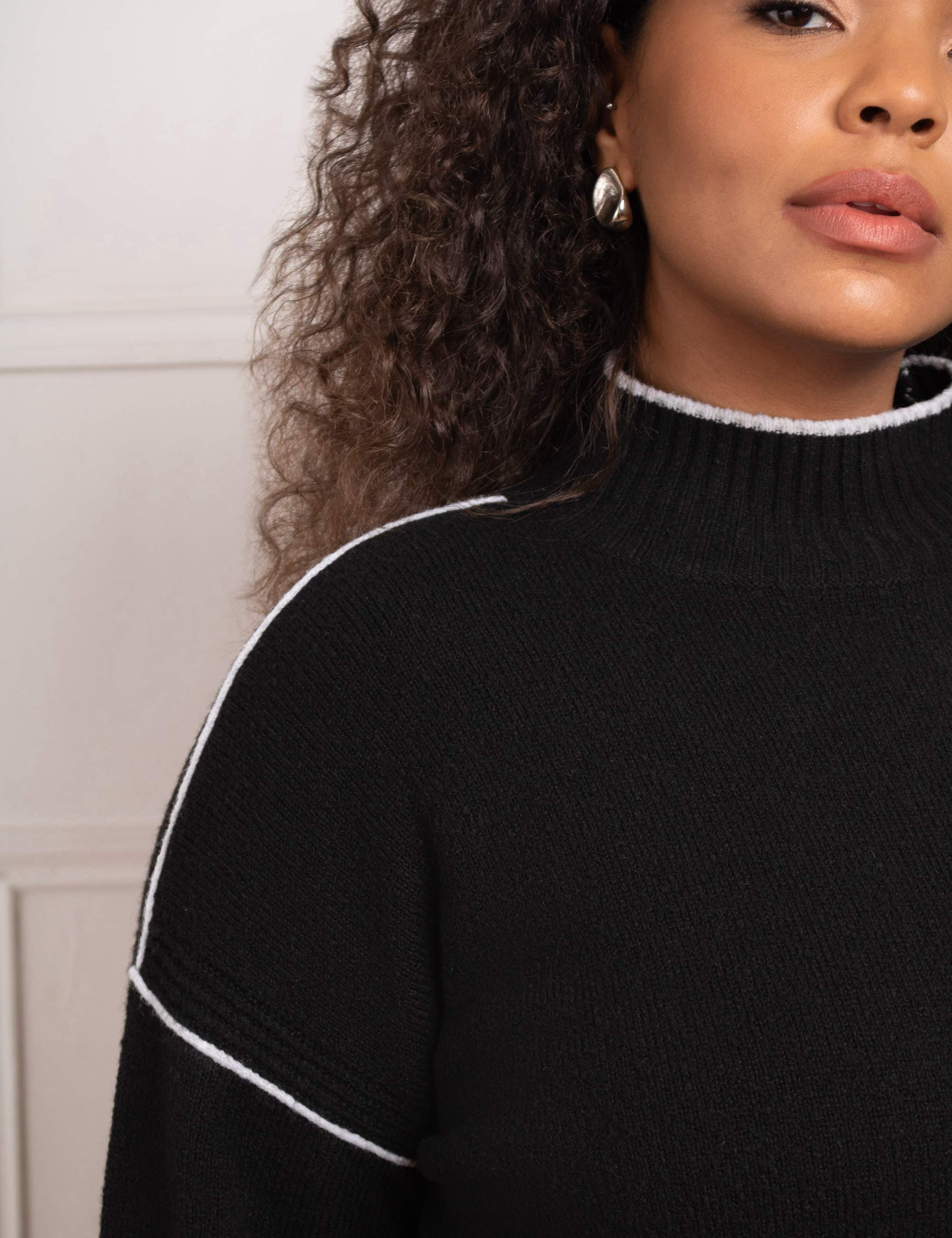Cotton Blend High Neck Jumper 4 of 5