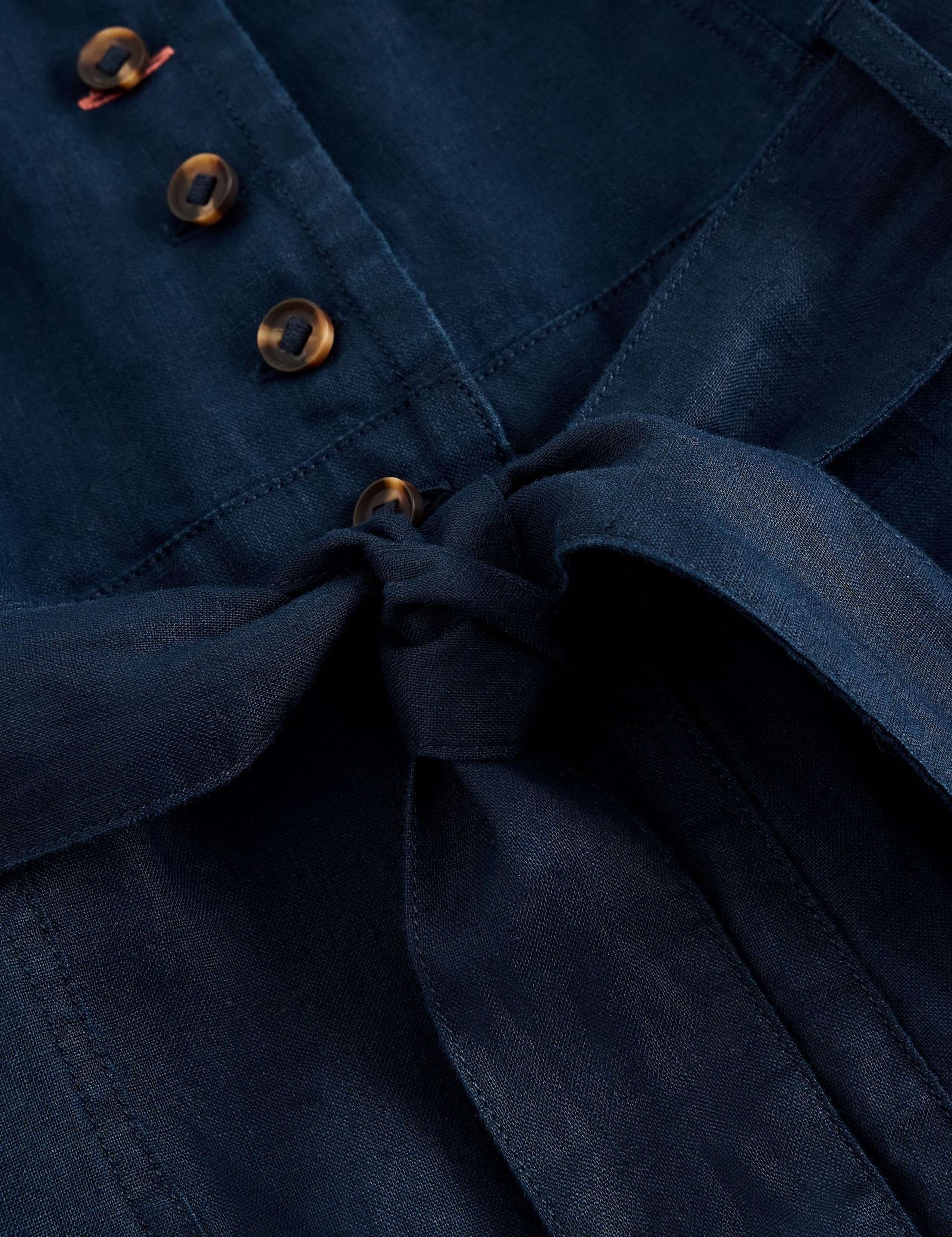 Pure Linen V-Neck Cropped Jumpsuit 2 of 6