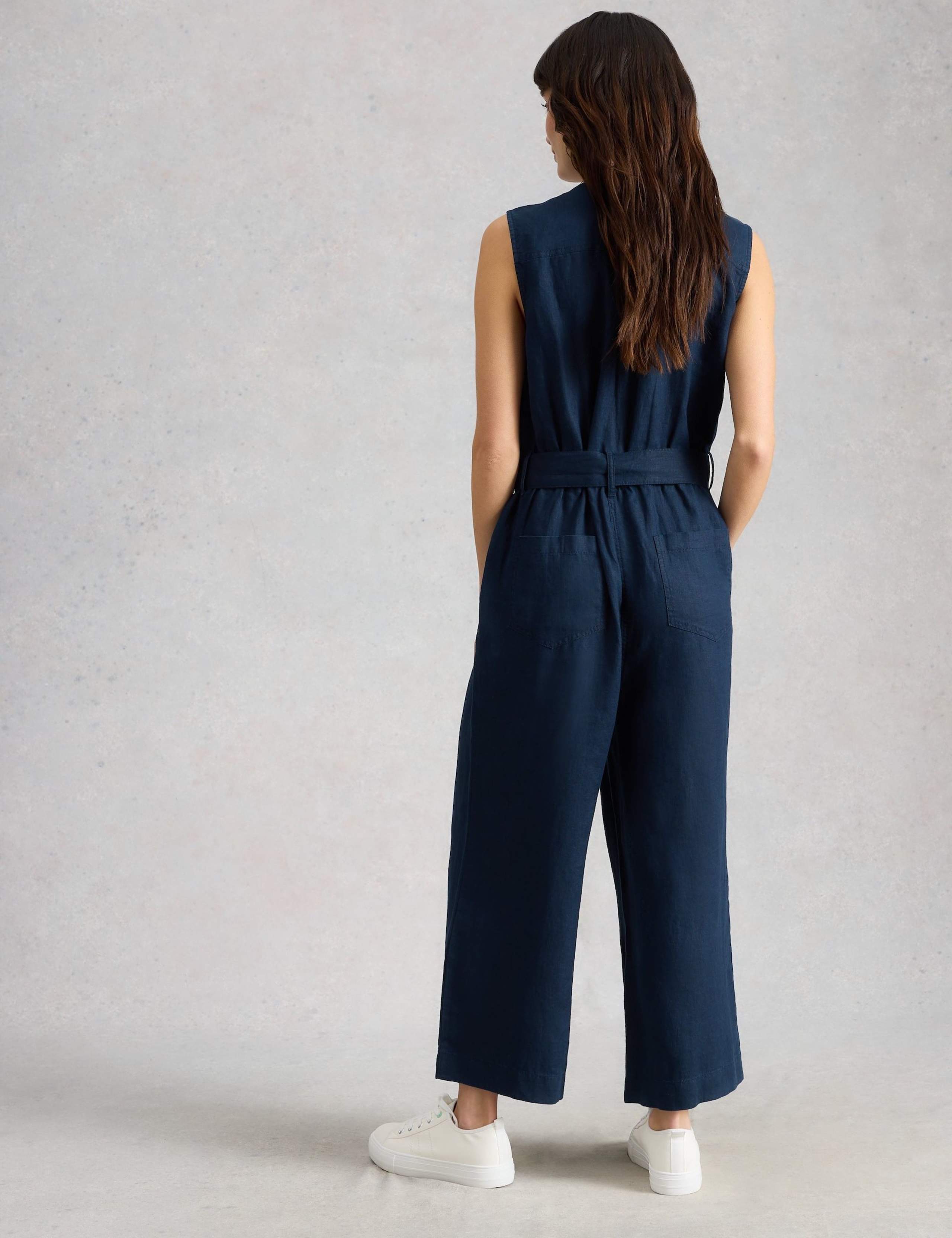Pure Linen V-Neck Cropped Jumpsuit 5 of 6