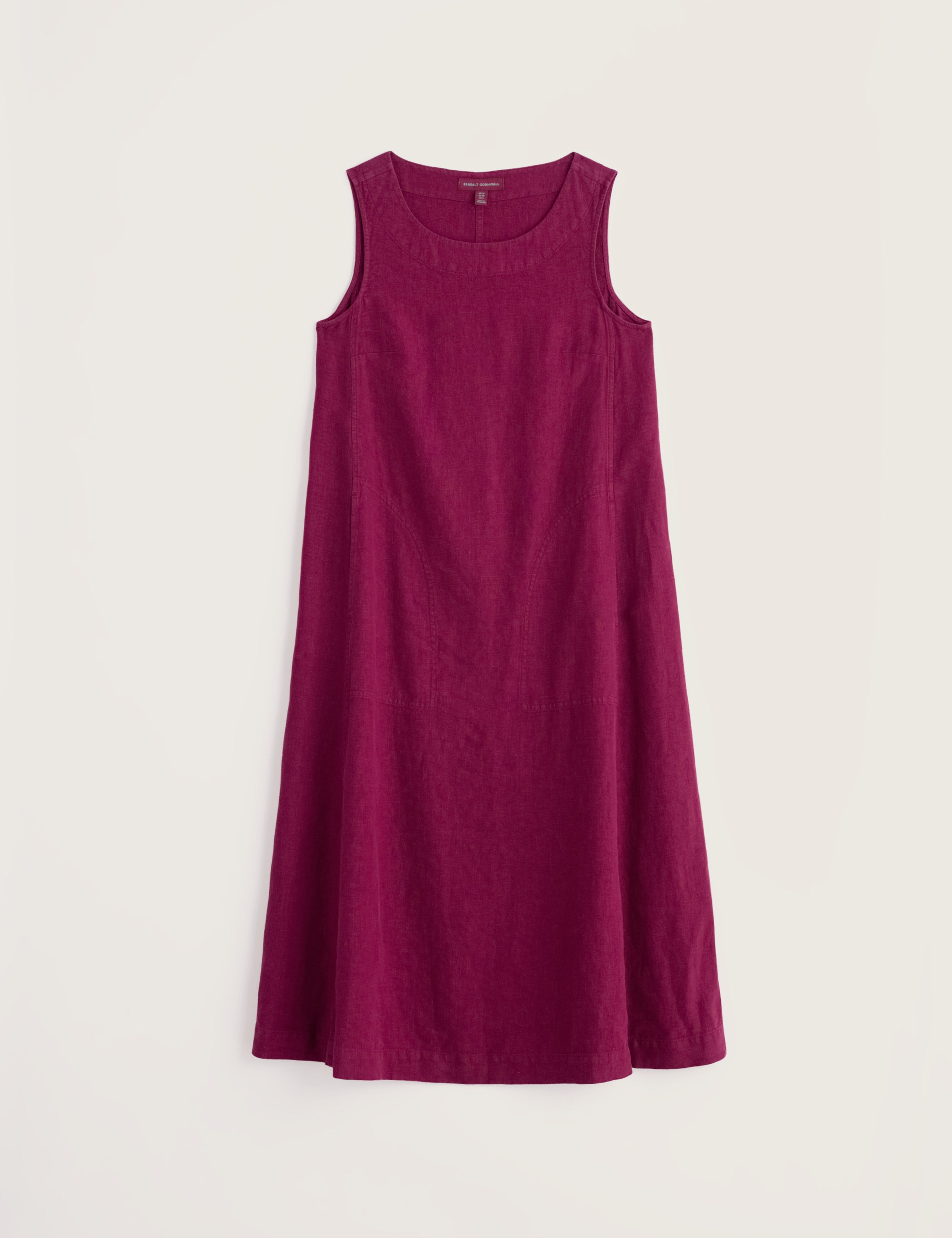 Pure Linen Round Neck Midi Shift Dress 2 of 5