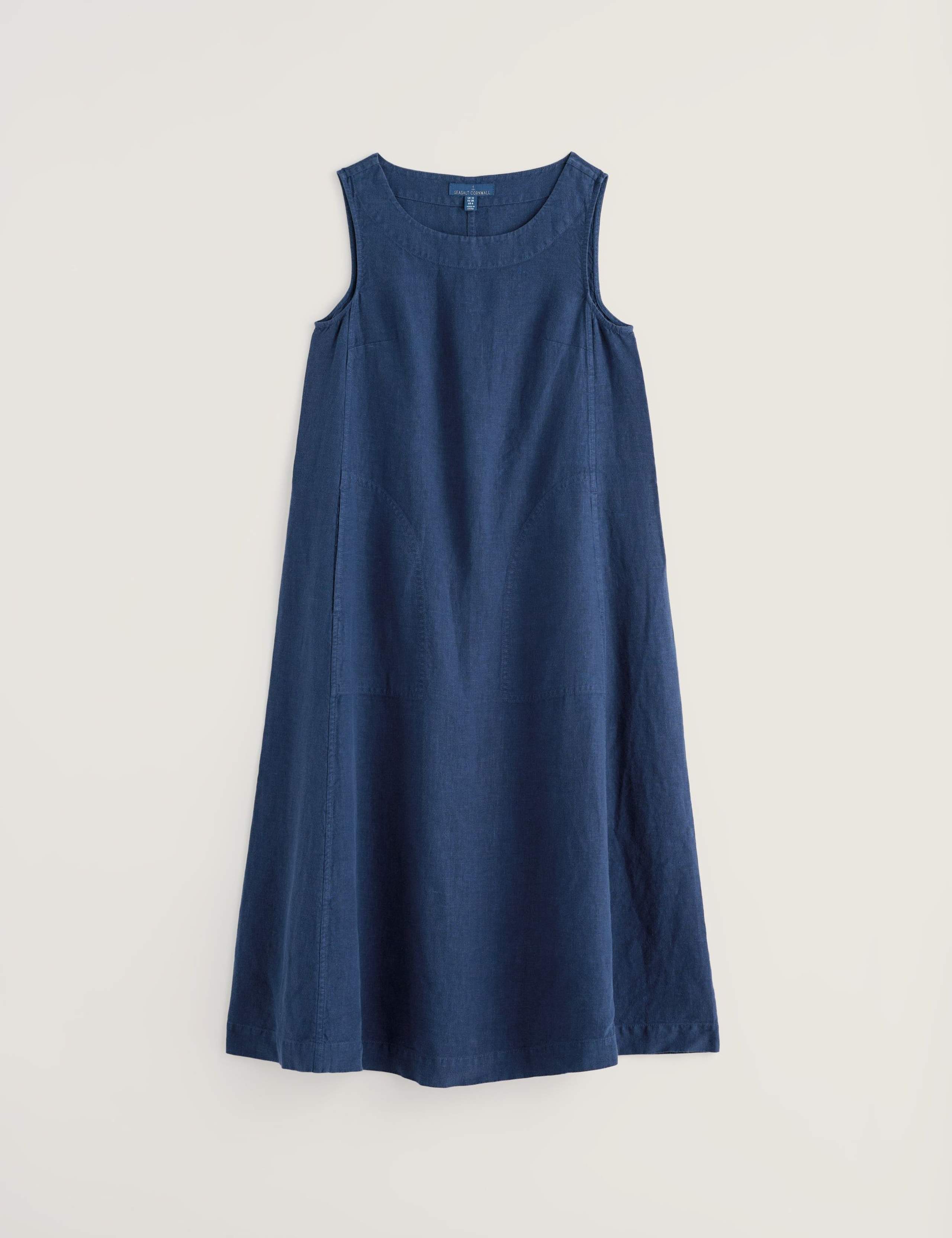 Pure Linen Round Neck Midi Shift Dress 2 of 5