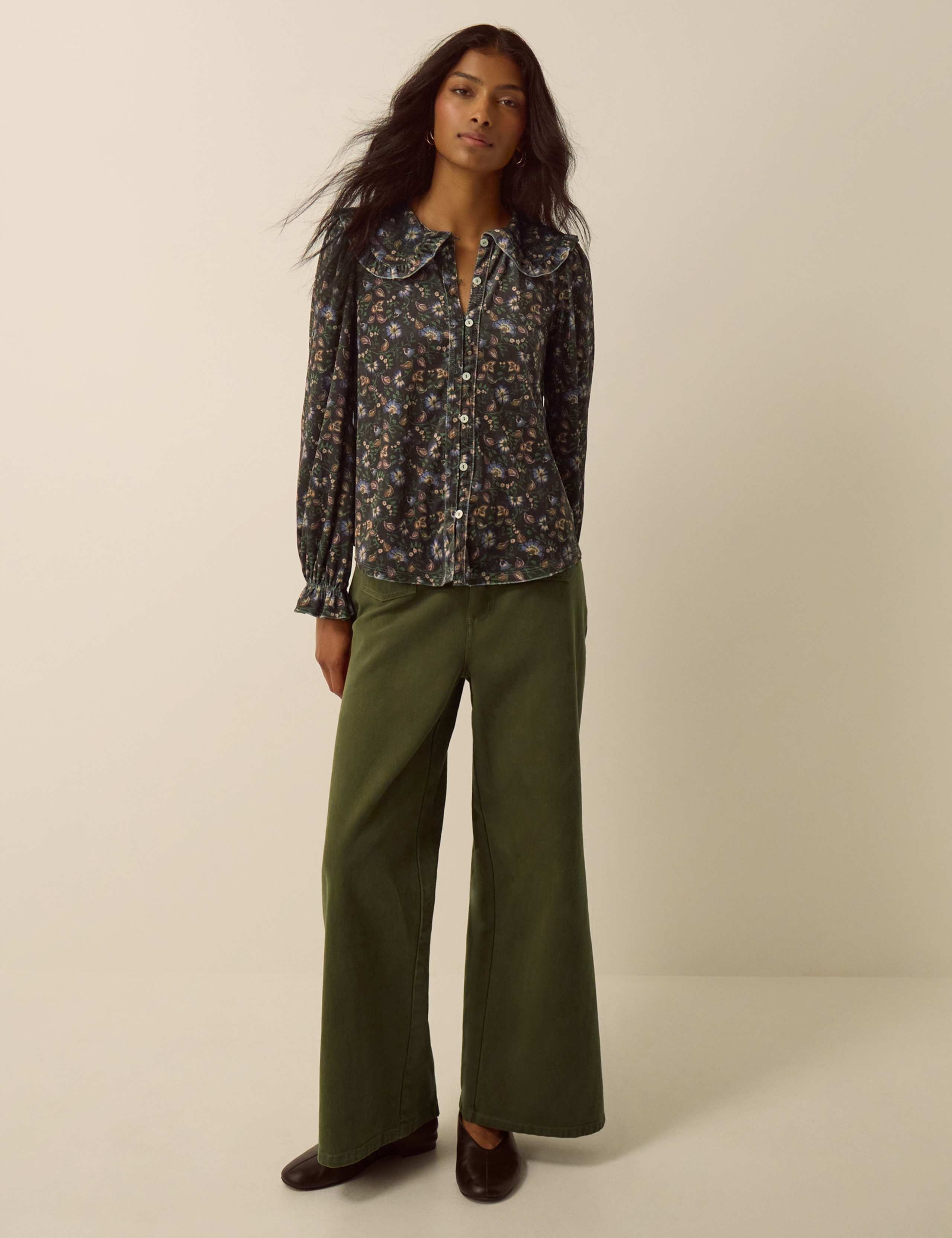 Velvet Printed Collared Shirt 2 of 5