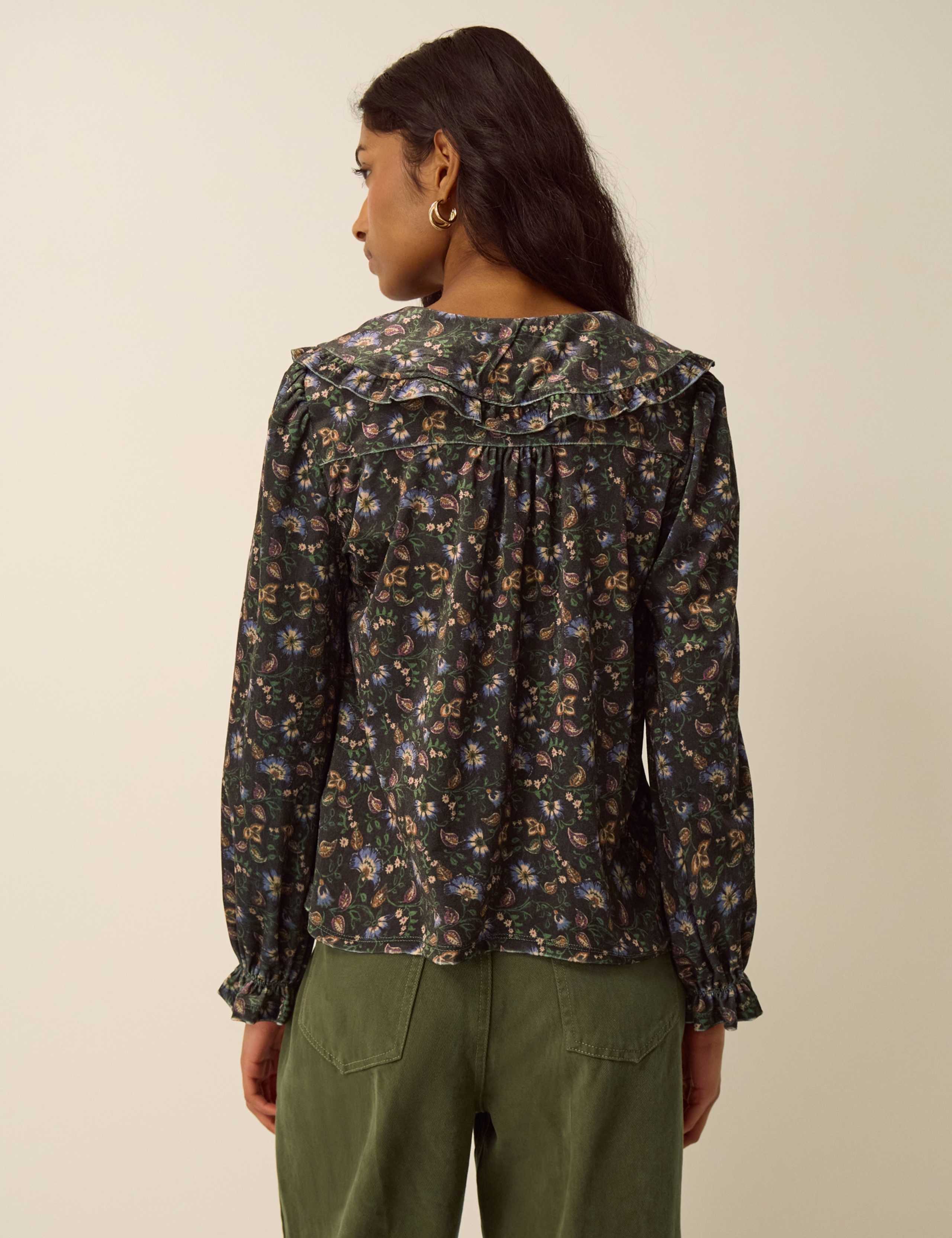 Velvet Printed Collared Shirt 3 of 5
