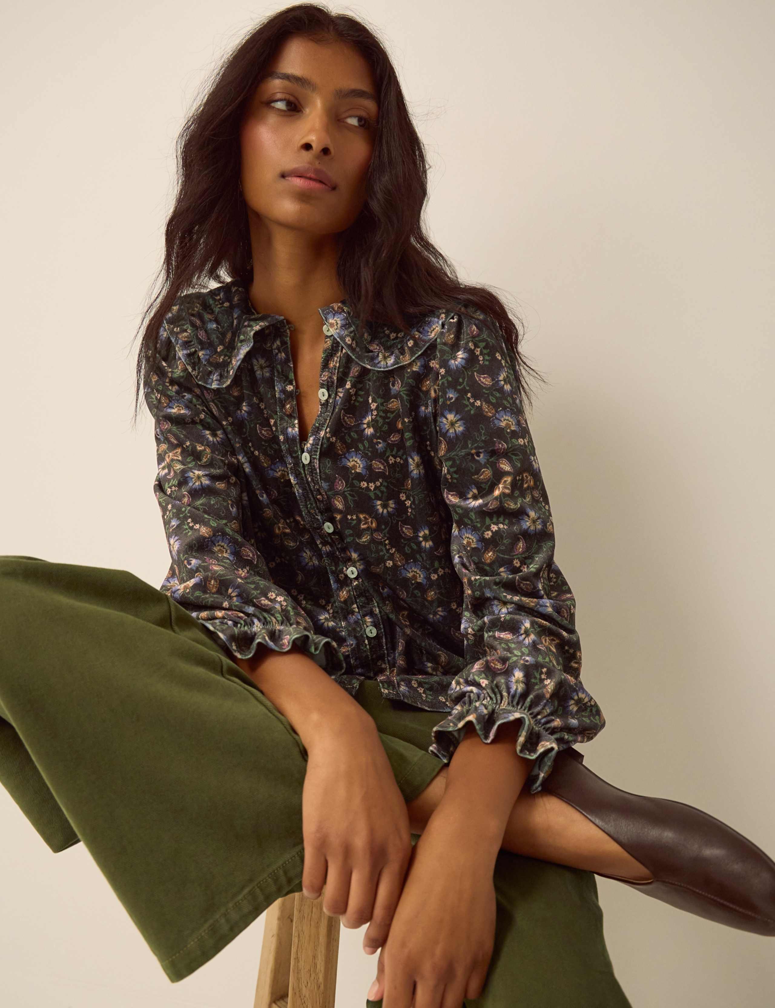 Velvet Printed Collared Shirt 4 of 5