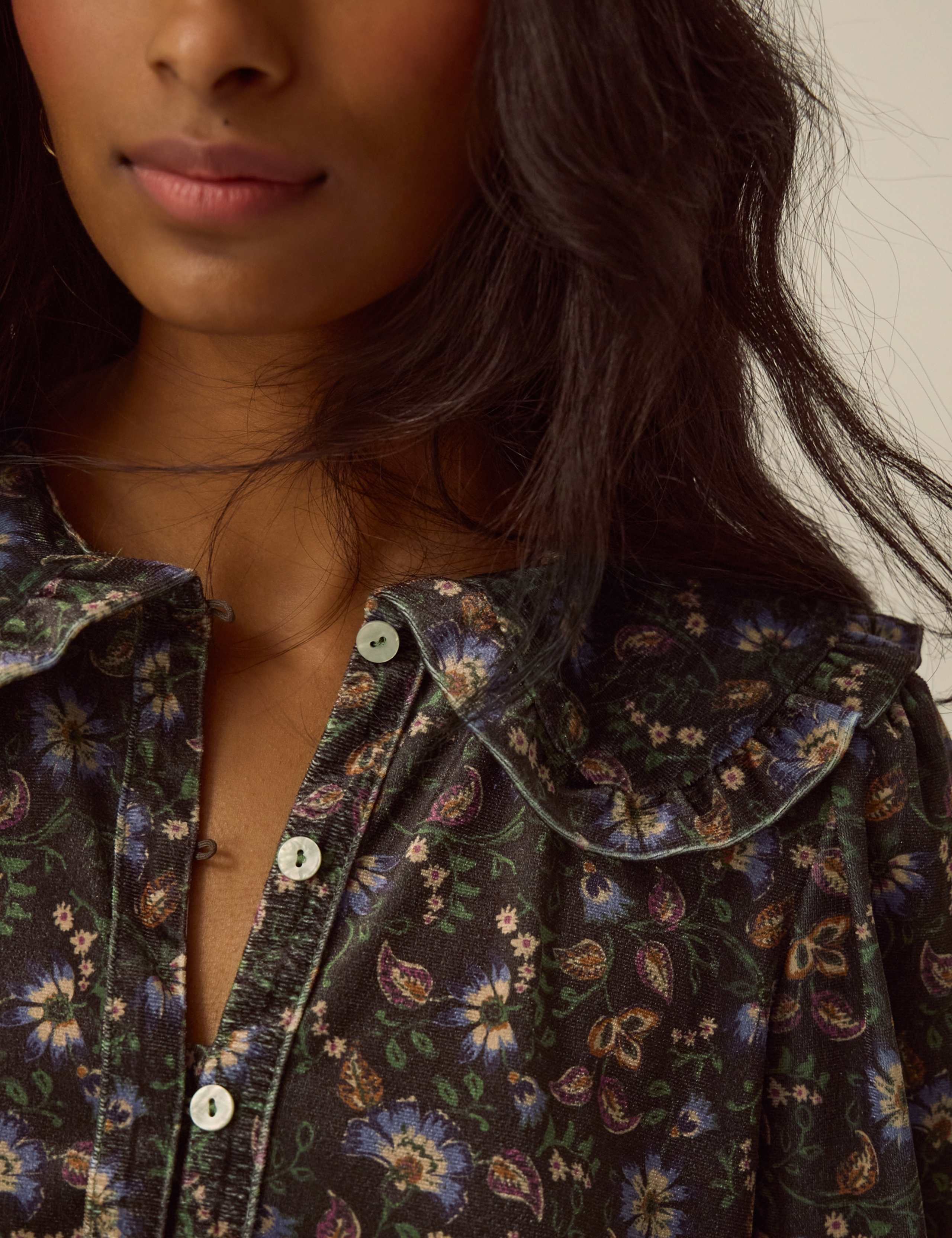 Velvet Printed Collared Shirt 5 of 5