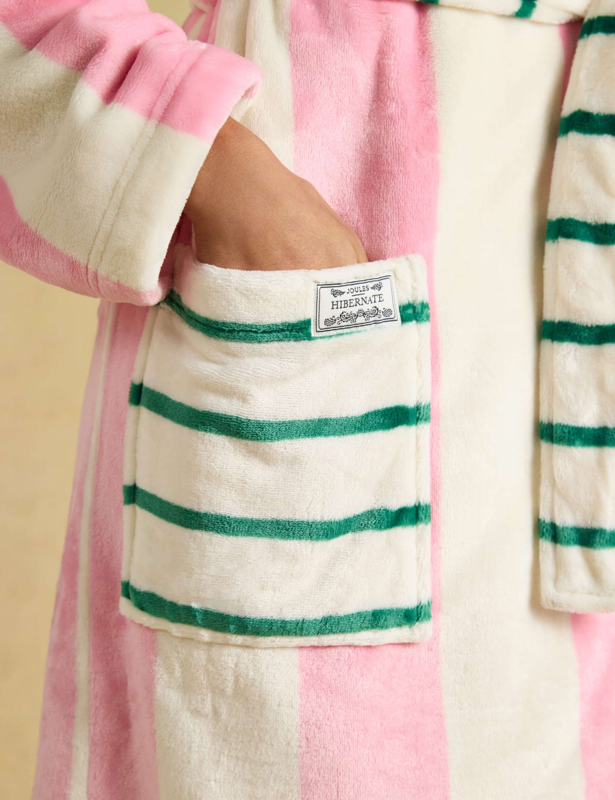 Fleece Striped Hooded Dressing Gown 2 of 7