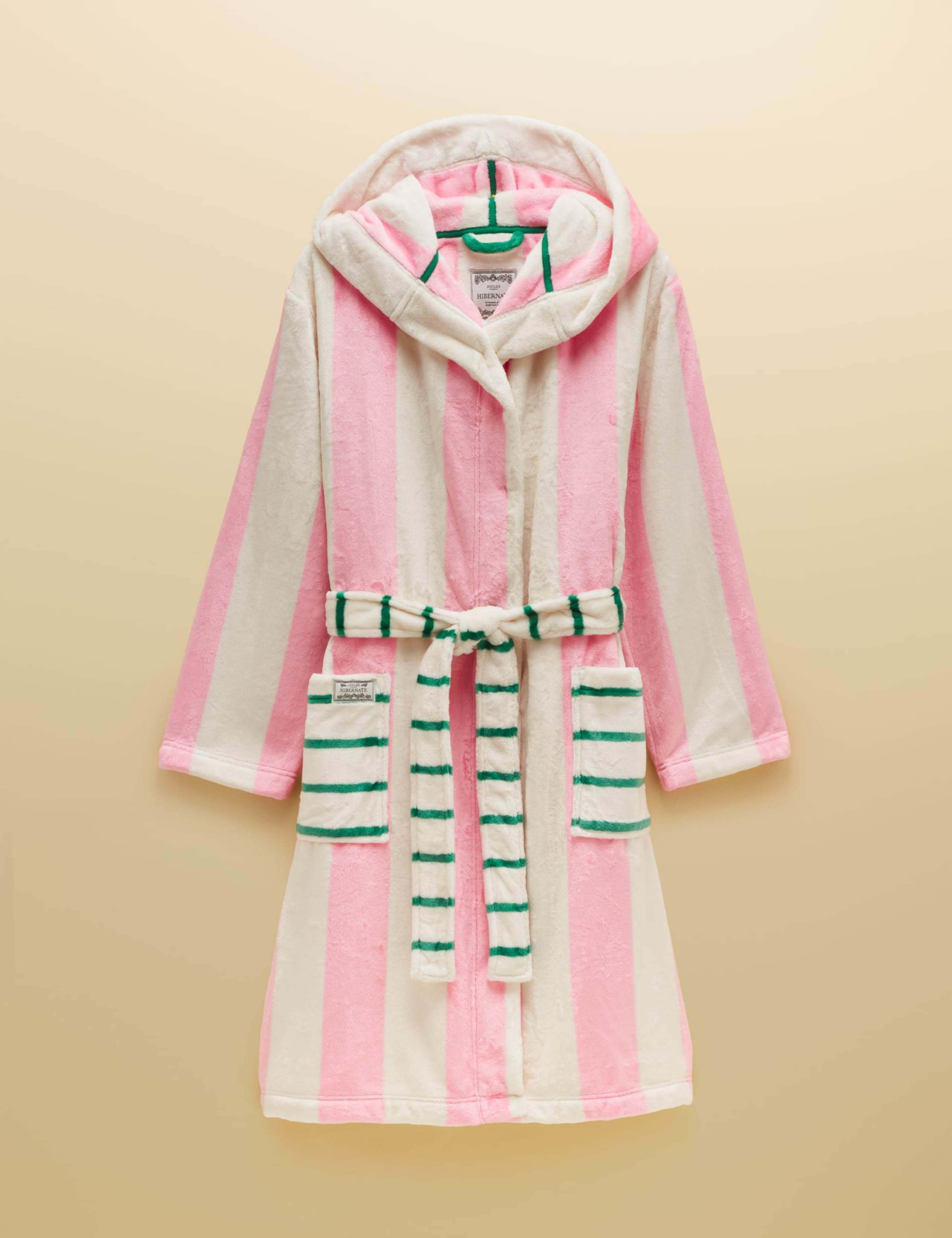 Fleece Striped Hooded Dressing Gown 7 of 7