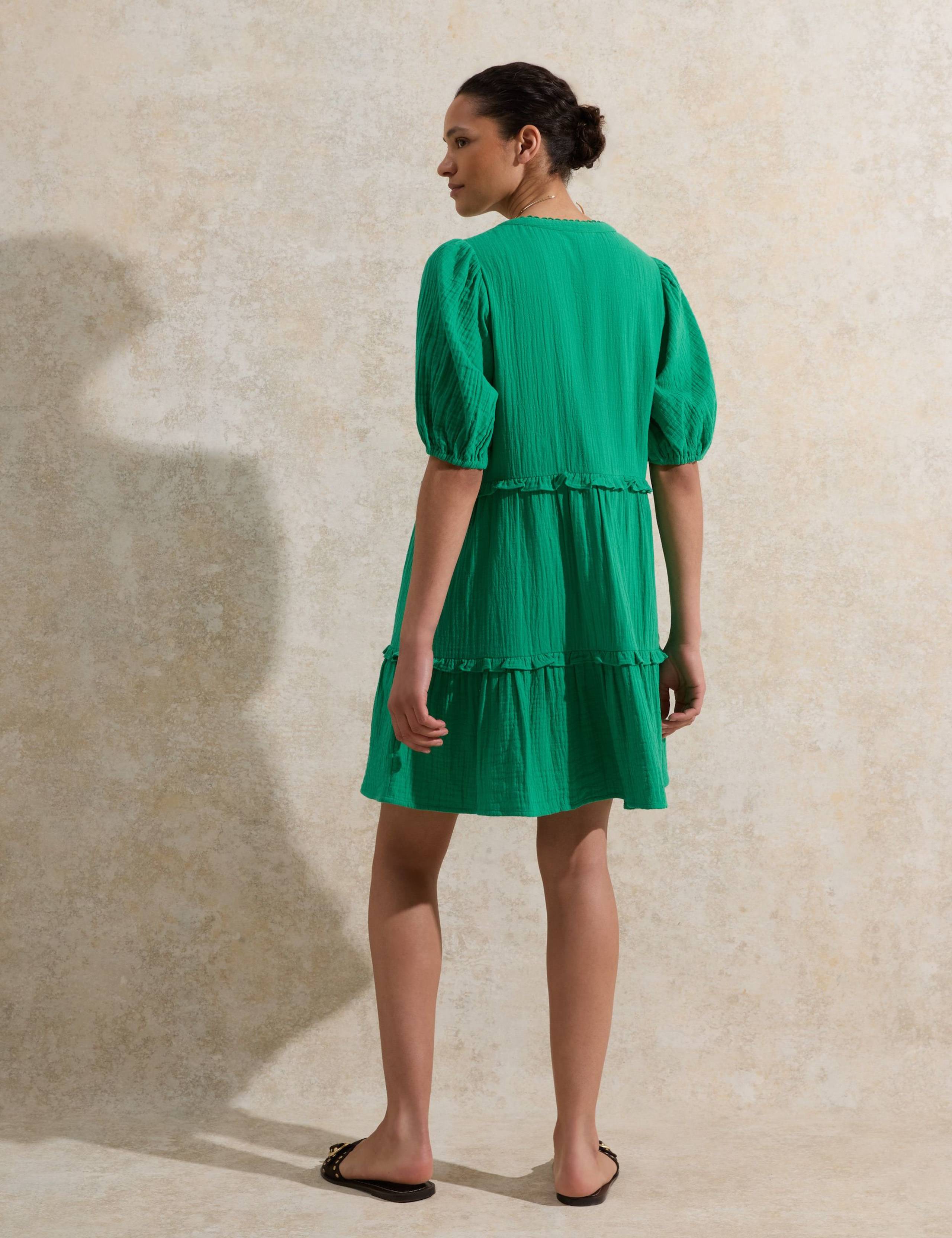 Pure Cotton V-Neck Mini Swing Dress 3 of 5