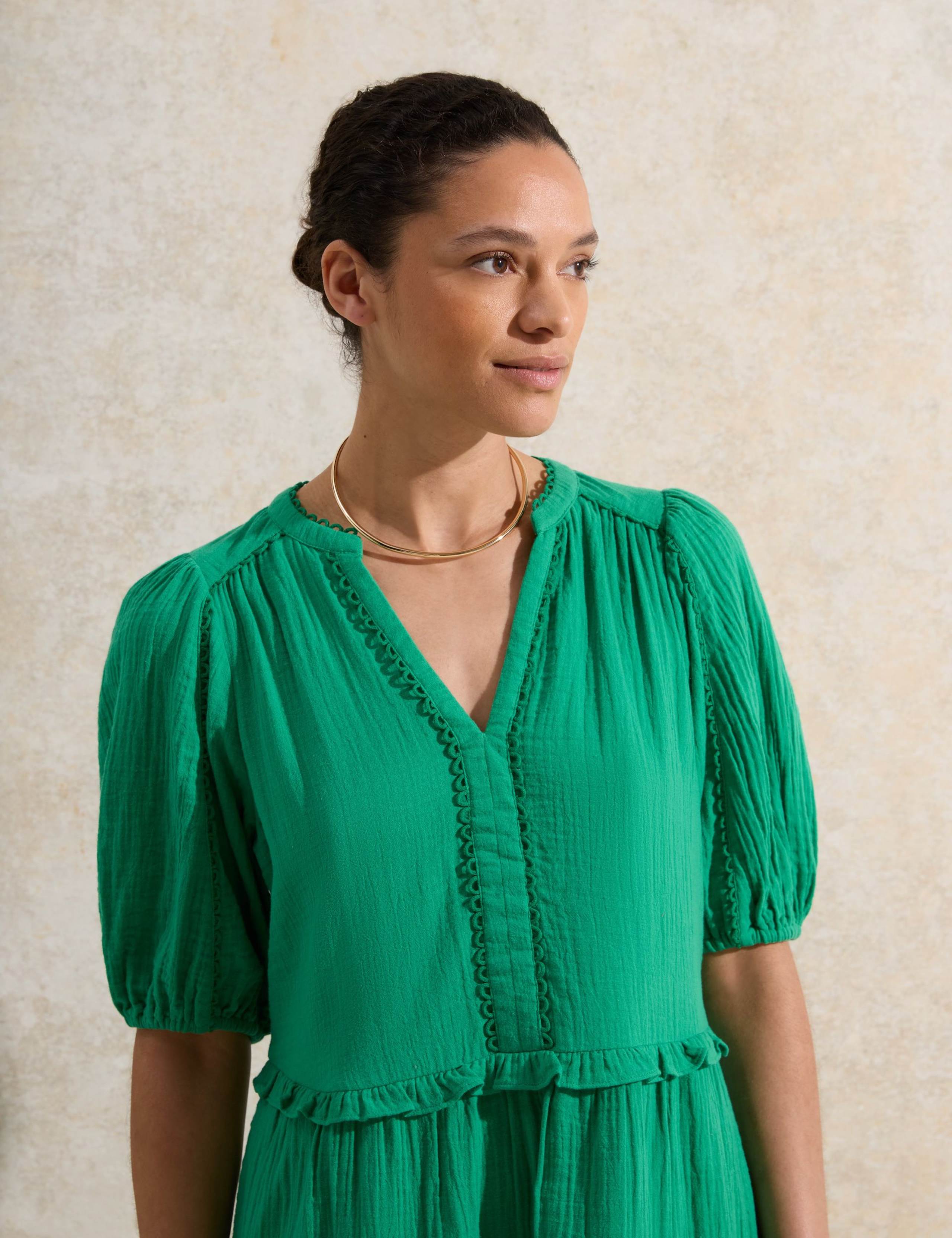 Pure Cotton V-Neck Mini Swing Dress 4 of 5