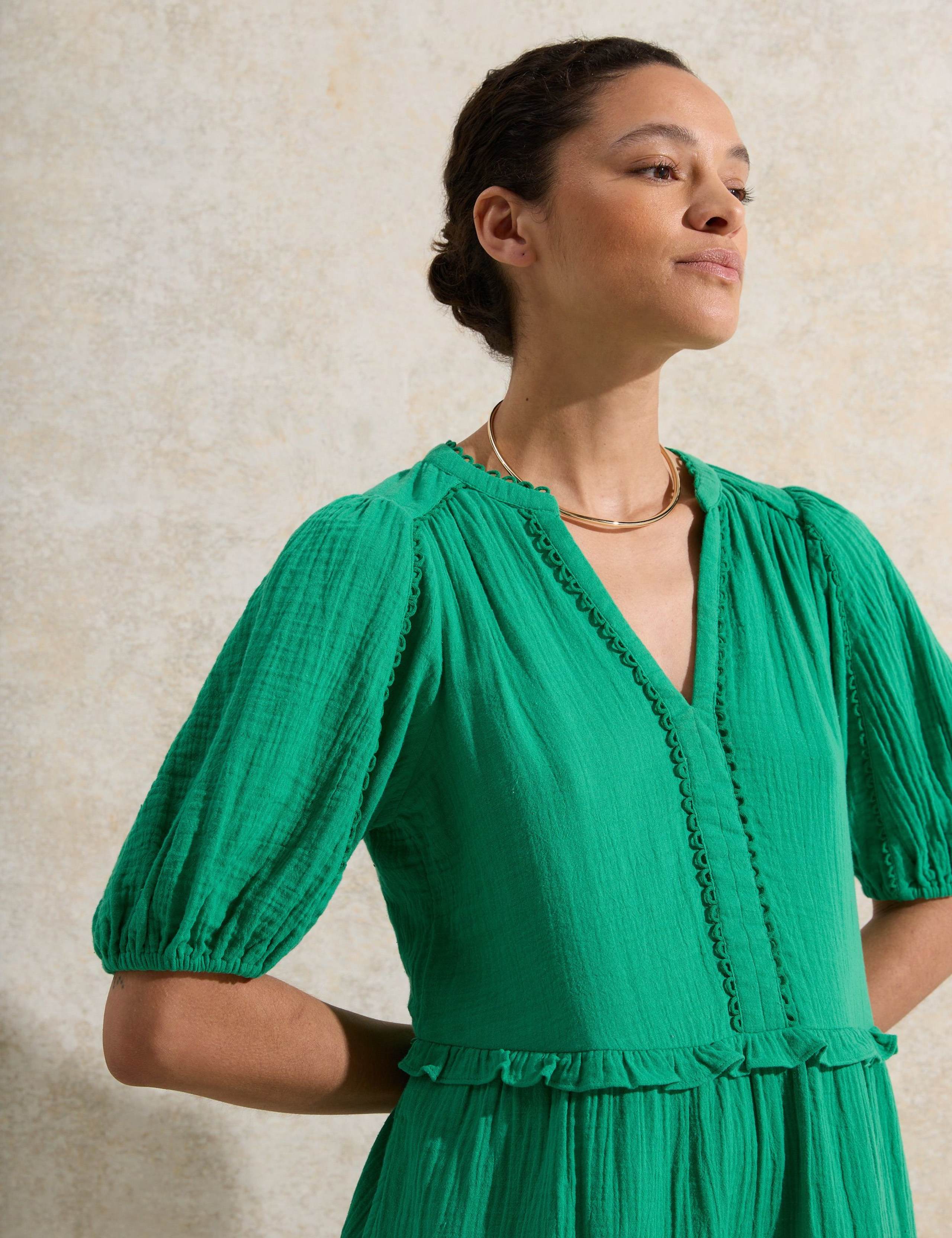 Pure Cotton V-Neck Mini Swing Dress 5 of 5