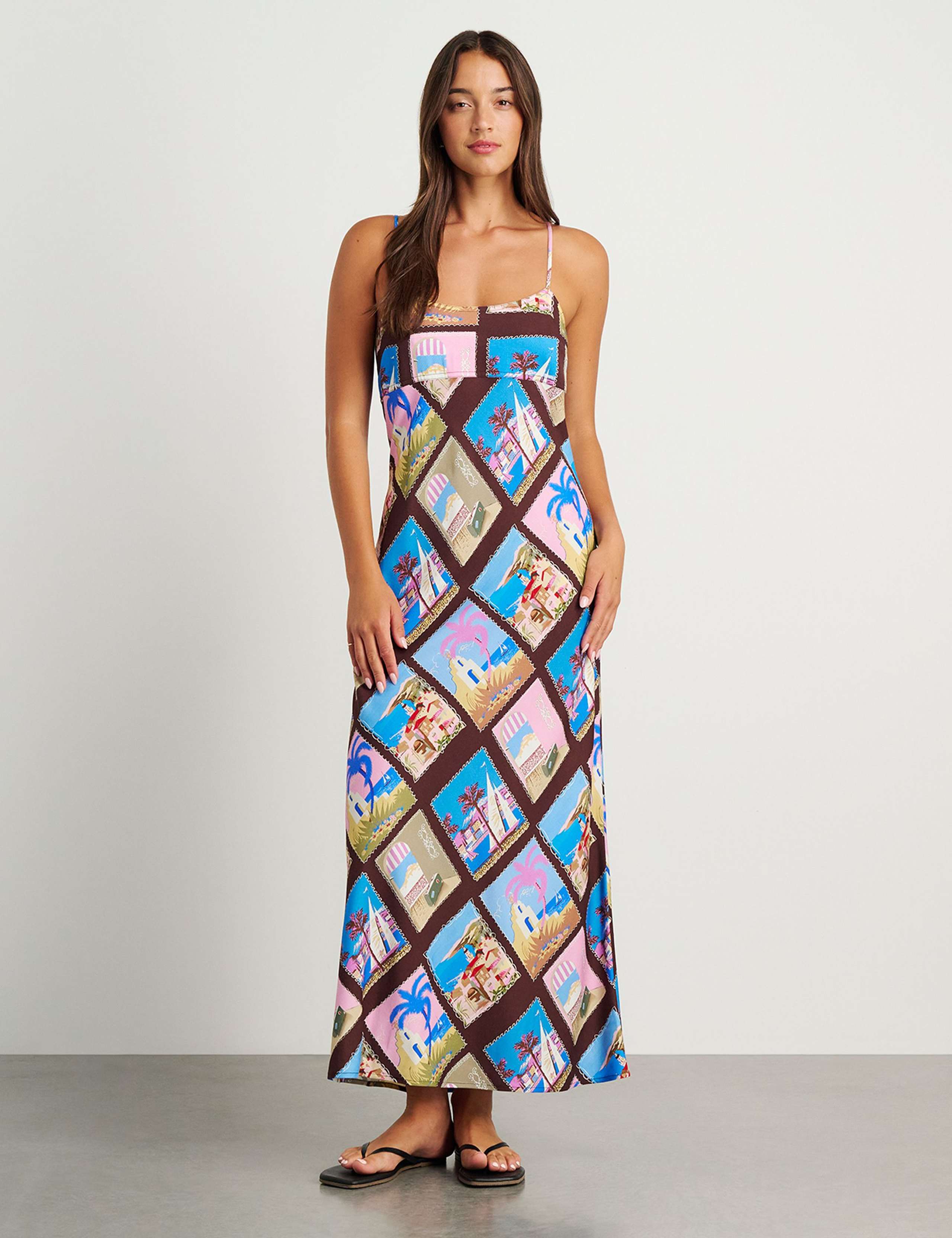 Printed Strappy Maxi Slip Dress 2 of 7