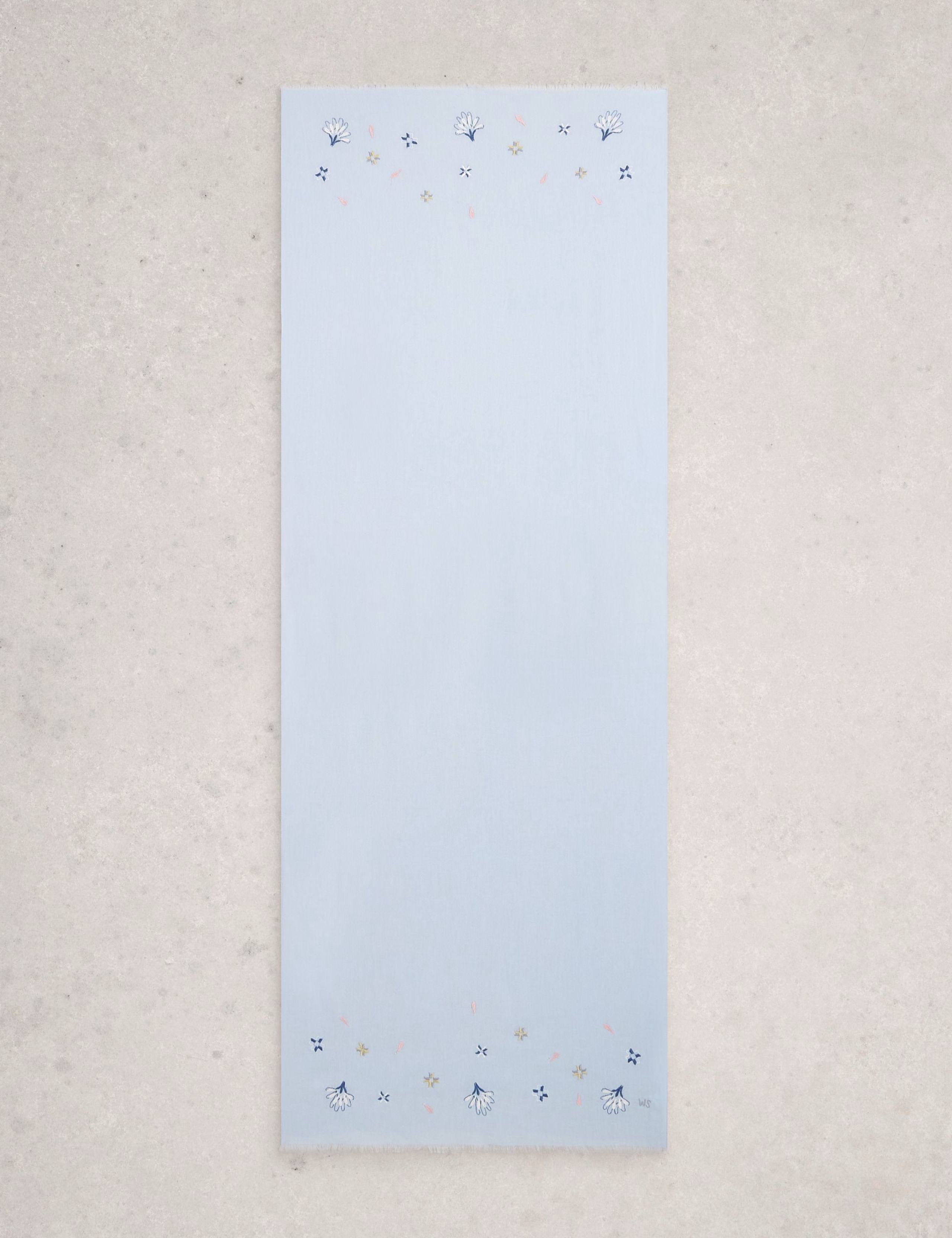 Cotton Blend Embroidered Scarf with Linen 2 of 3