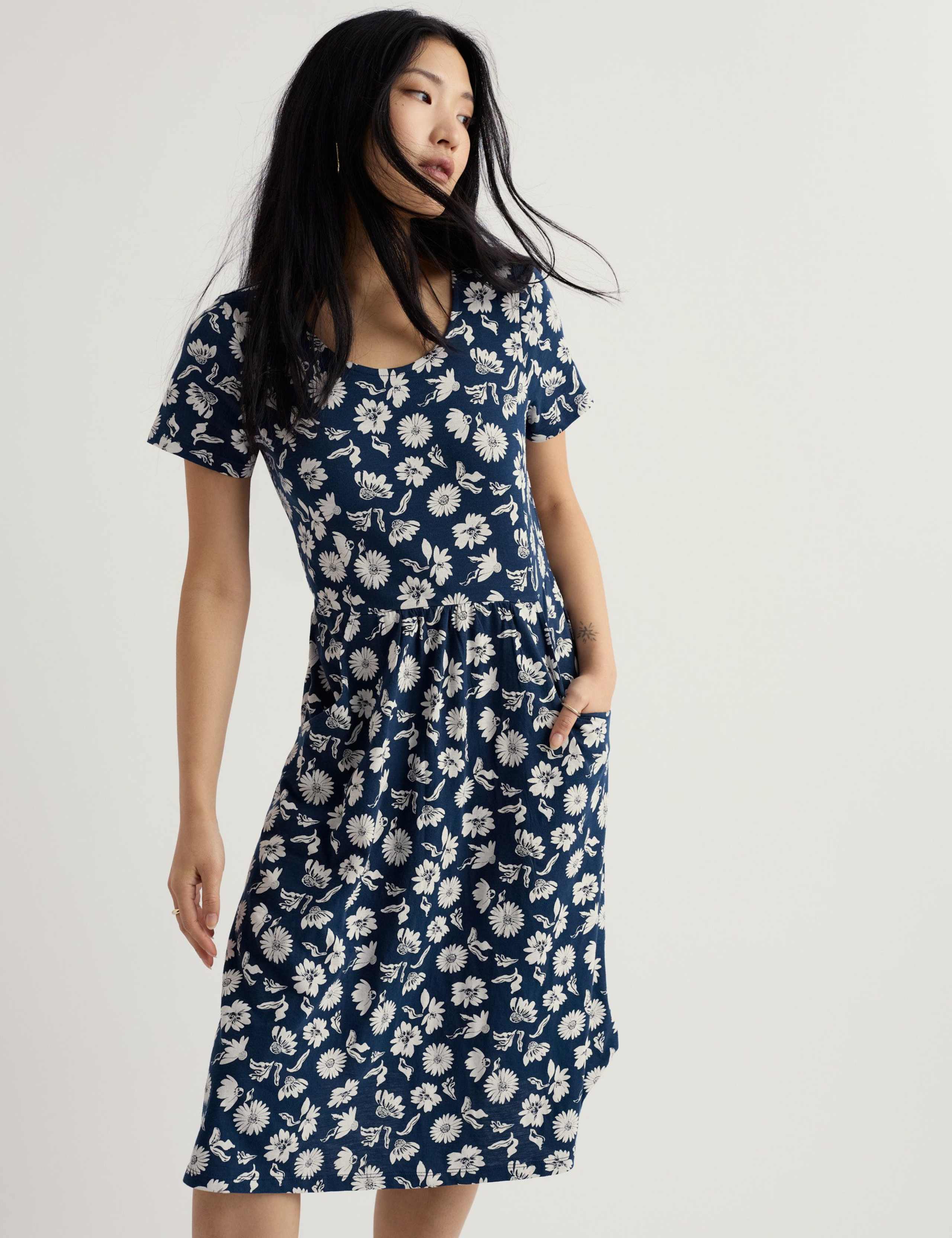 Pure Cotton Jersey Floral T-Shirt Dress 3 of 5