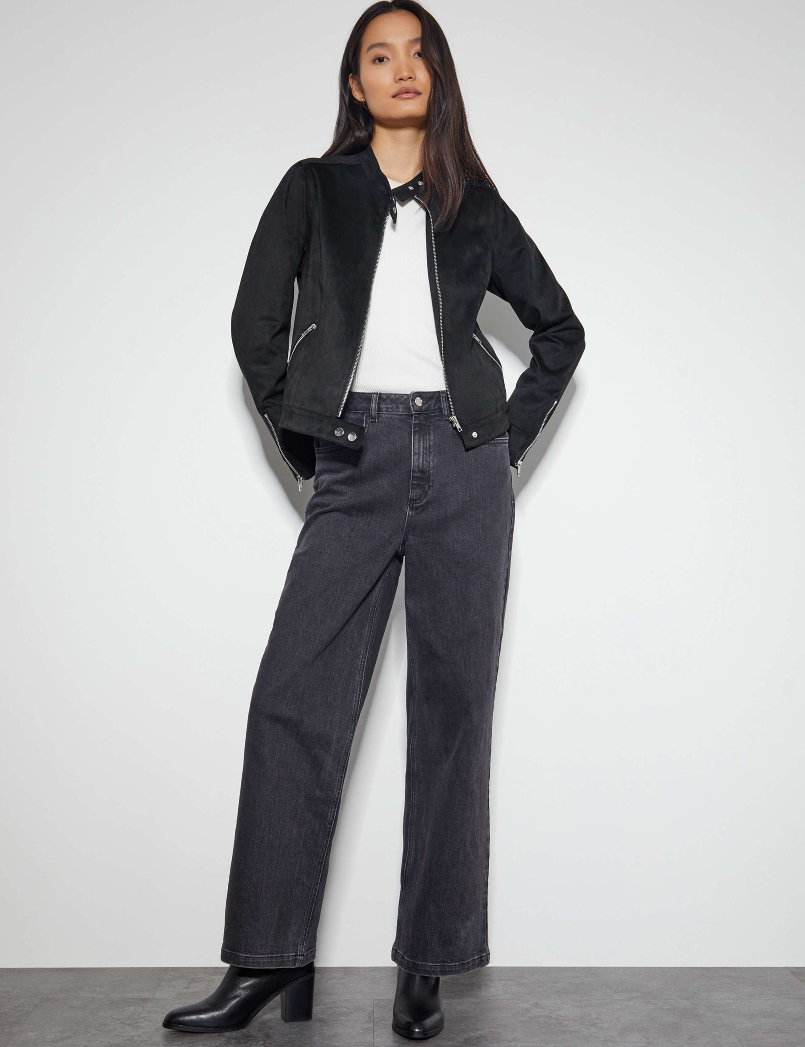 Collarless Biker Jacket 1 of 5