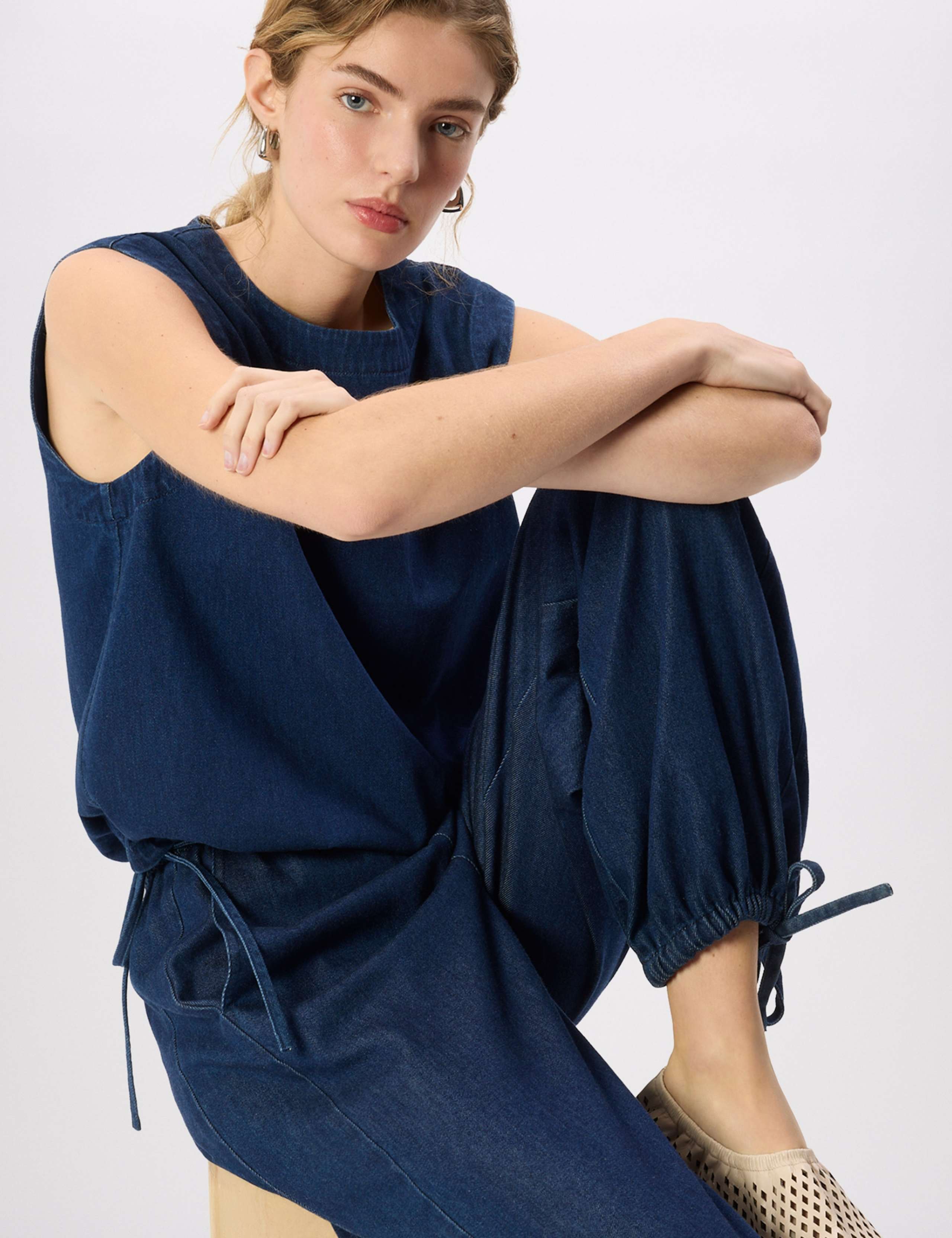 Denim Tie Hem Relaxed Balloon Trousers 5 of 7