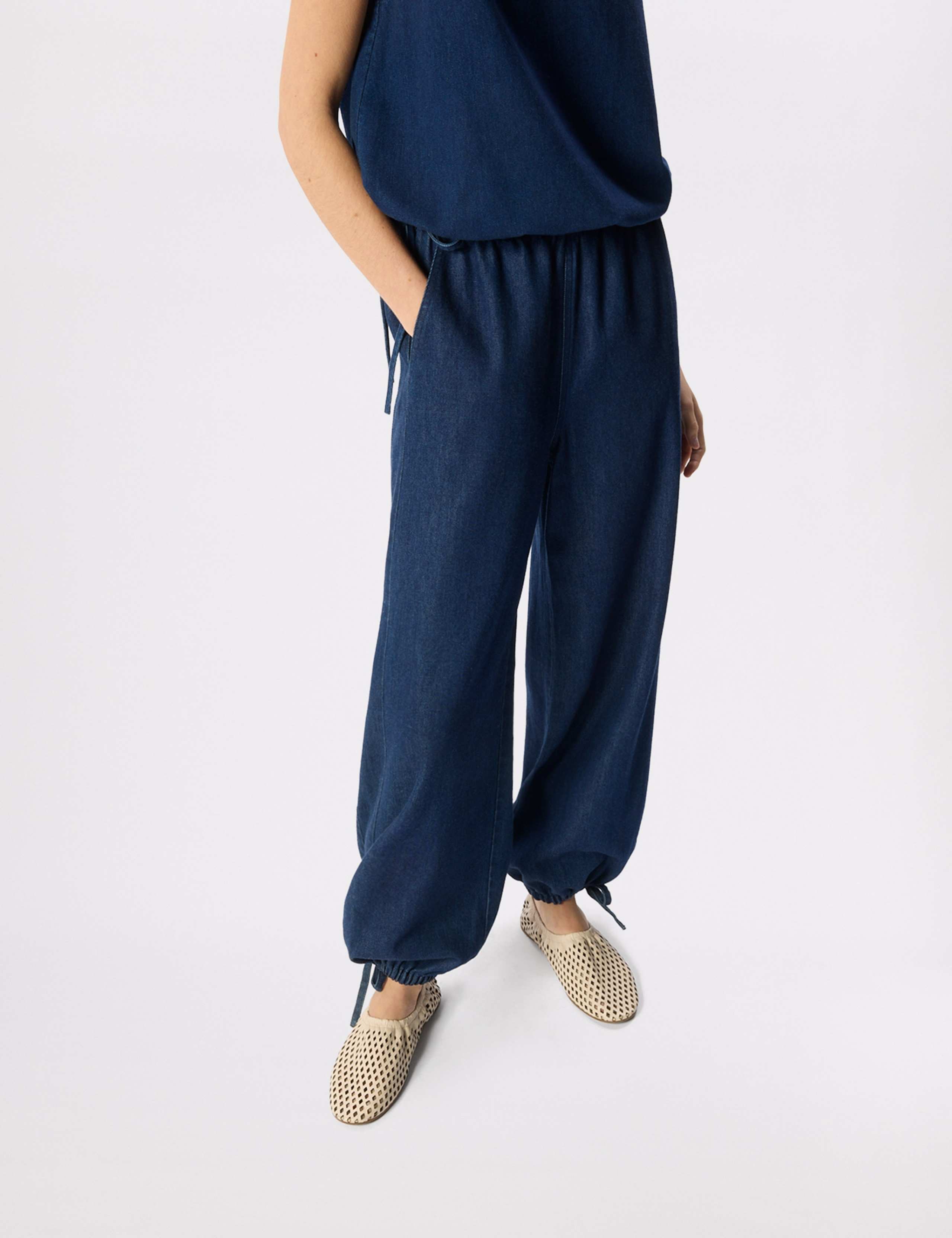 Denim Tie Hem Relaxed Balloon Trousers 6 of 7