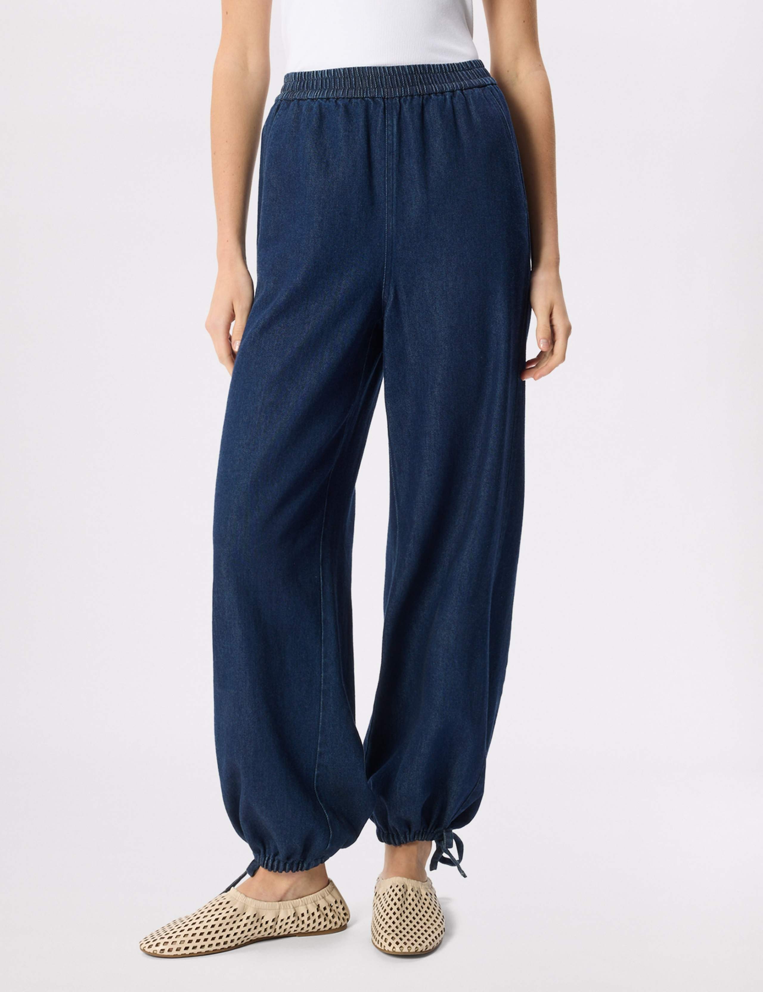 Denim Tie Hem Relaxed Balloon Trousers 7 of 7