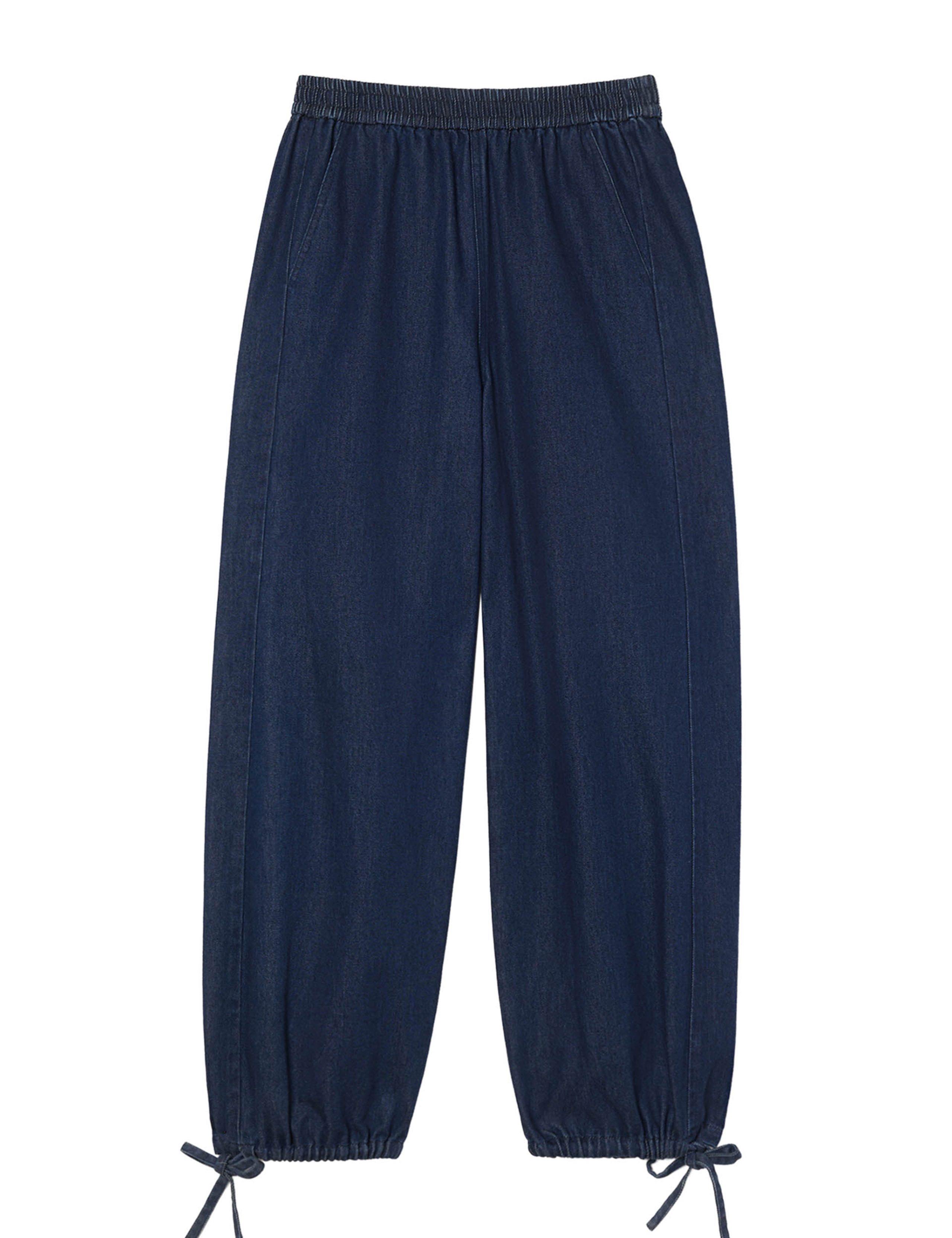 Denim Tie Hem Relaxed Balloon Trousers 2 of 7