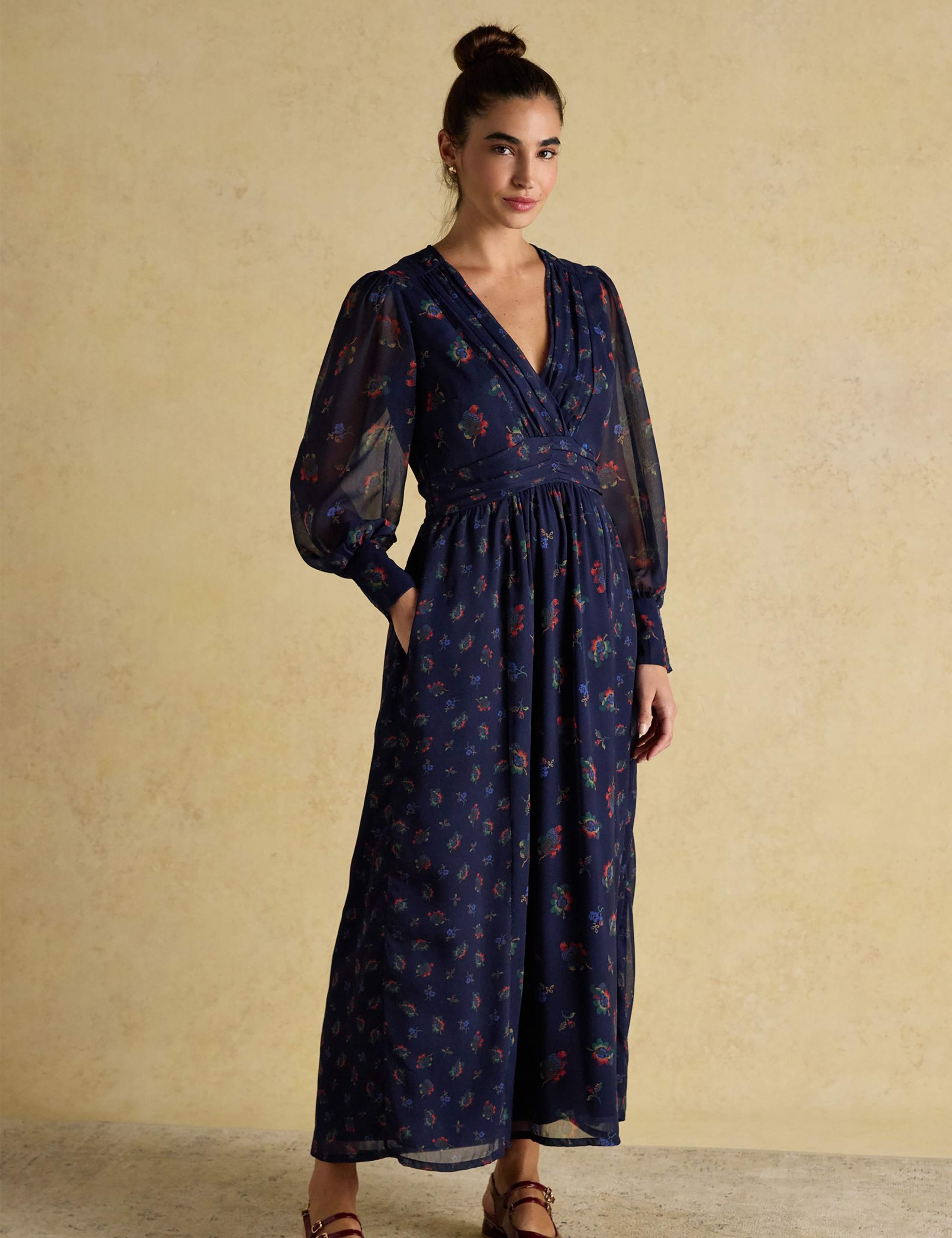 Floral V-Neck Midaxi Wrap Dress 1 of 9