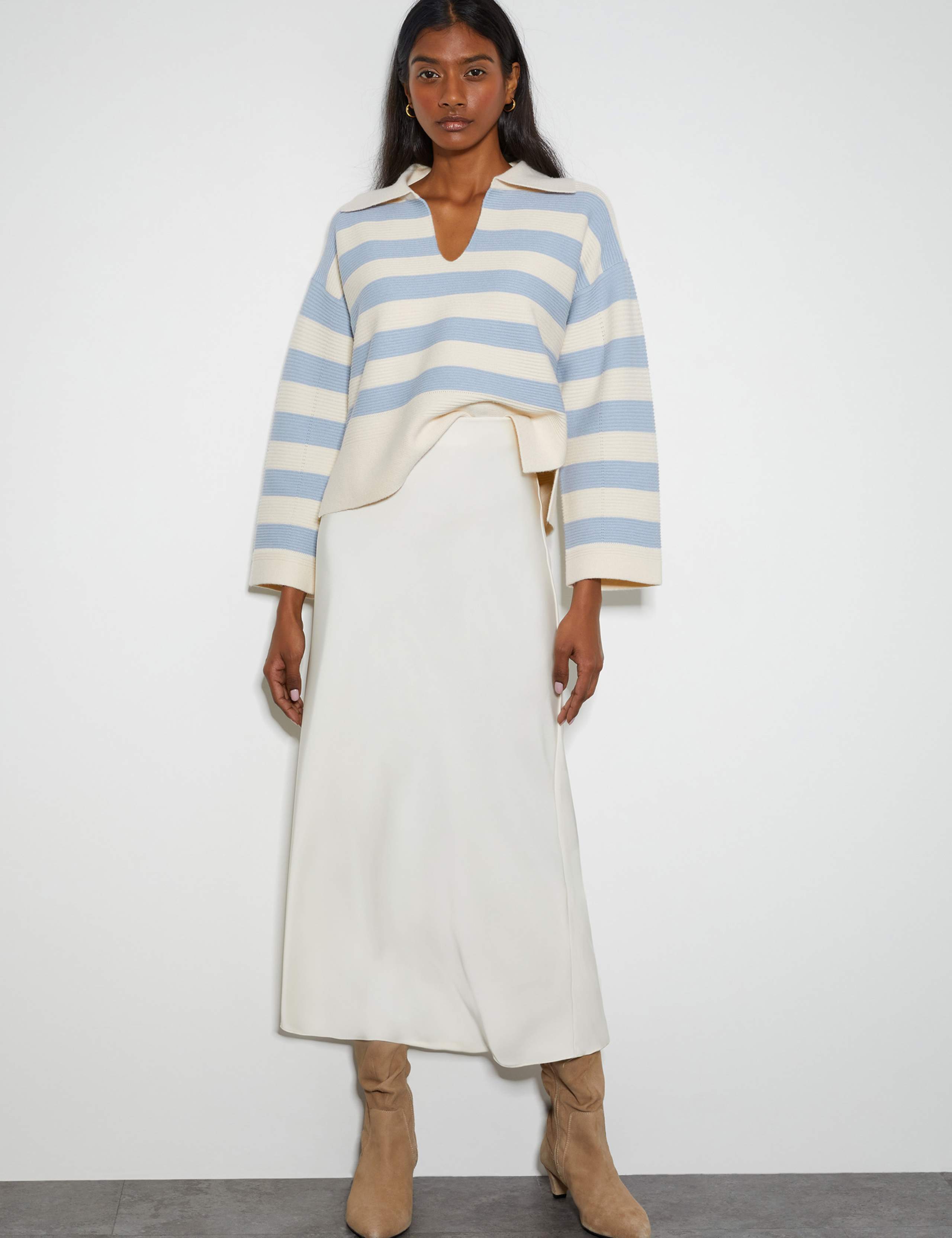 Striped Collared Open Neck Jumper 3 of 6