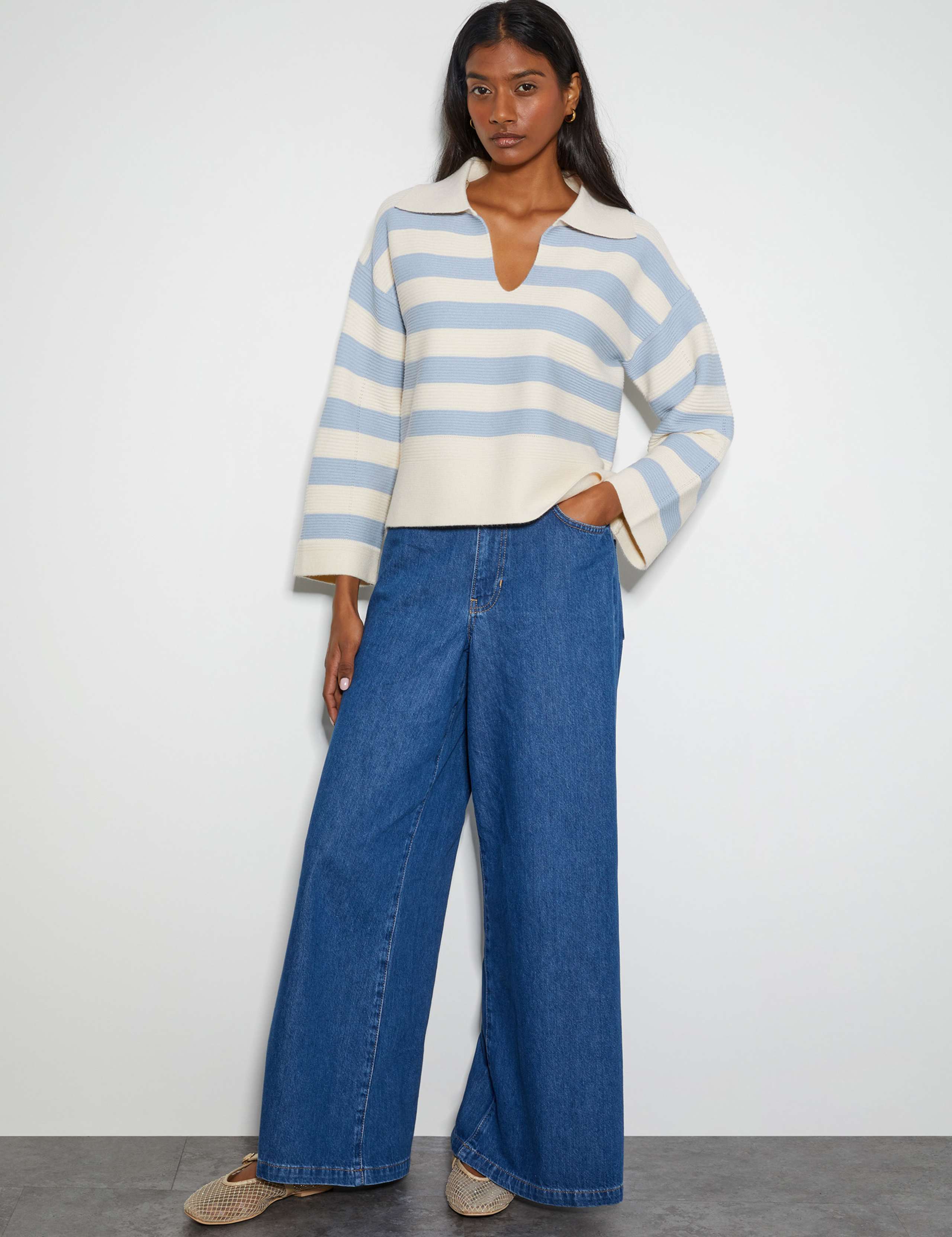Striped Collared Open Neck Jumper 5 of 6