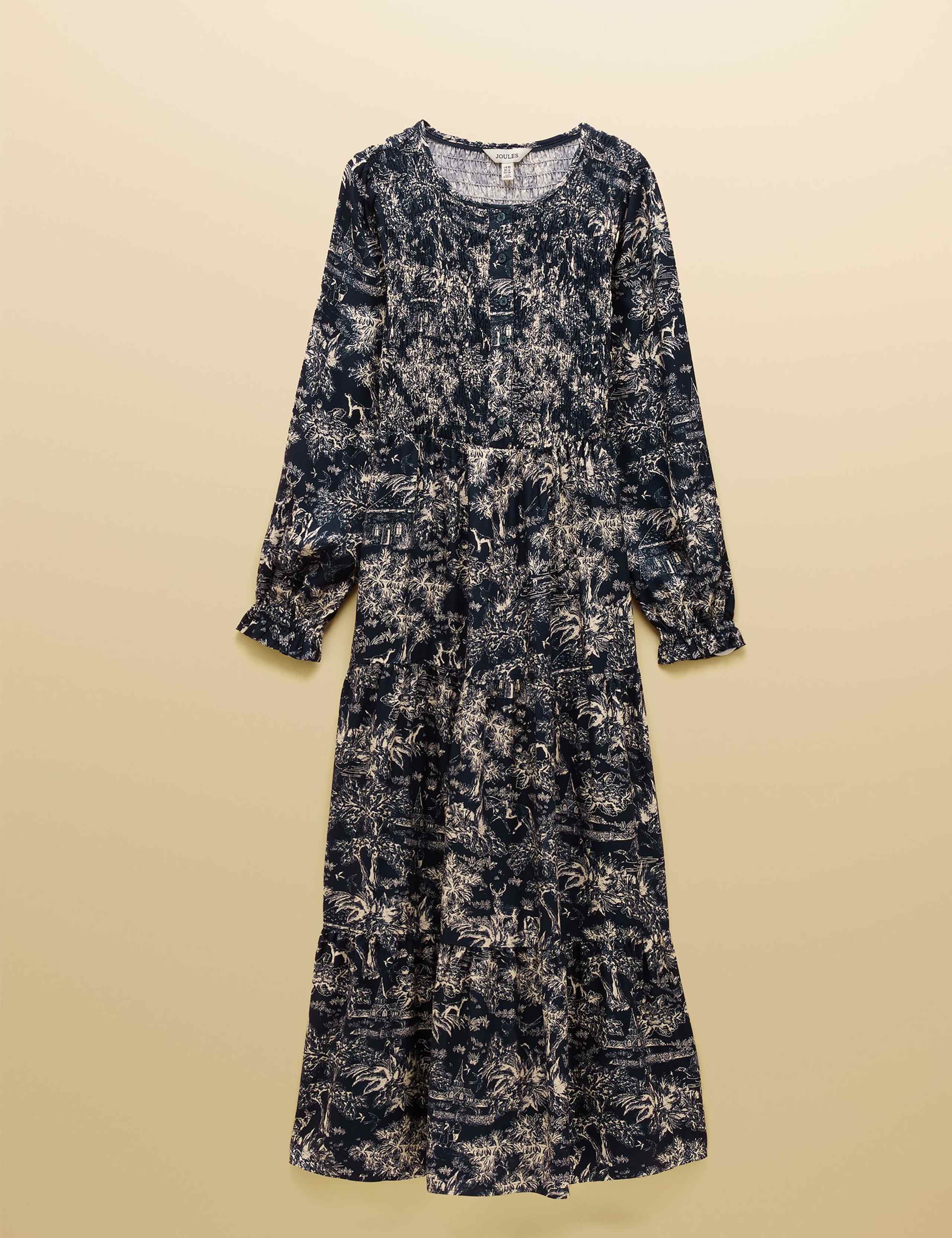 Printed Round Neck Midaxi Tiered Dress 2 of 9