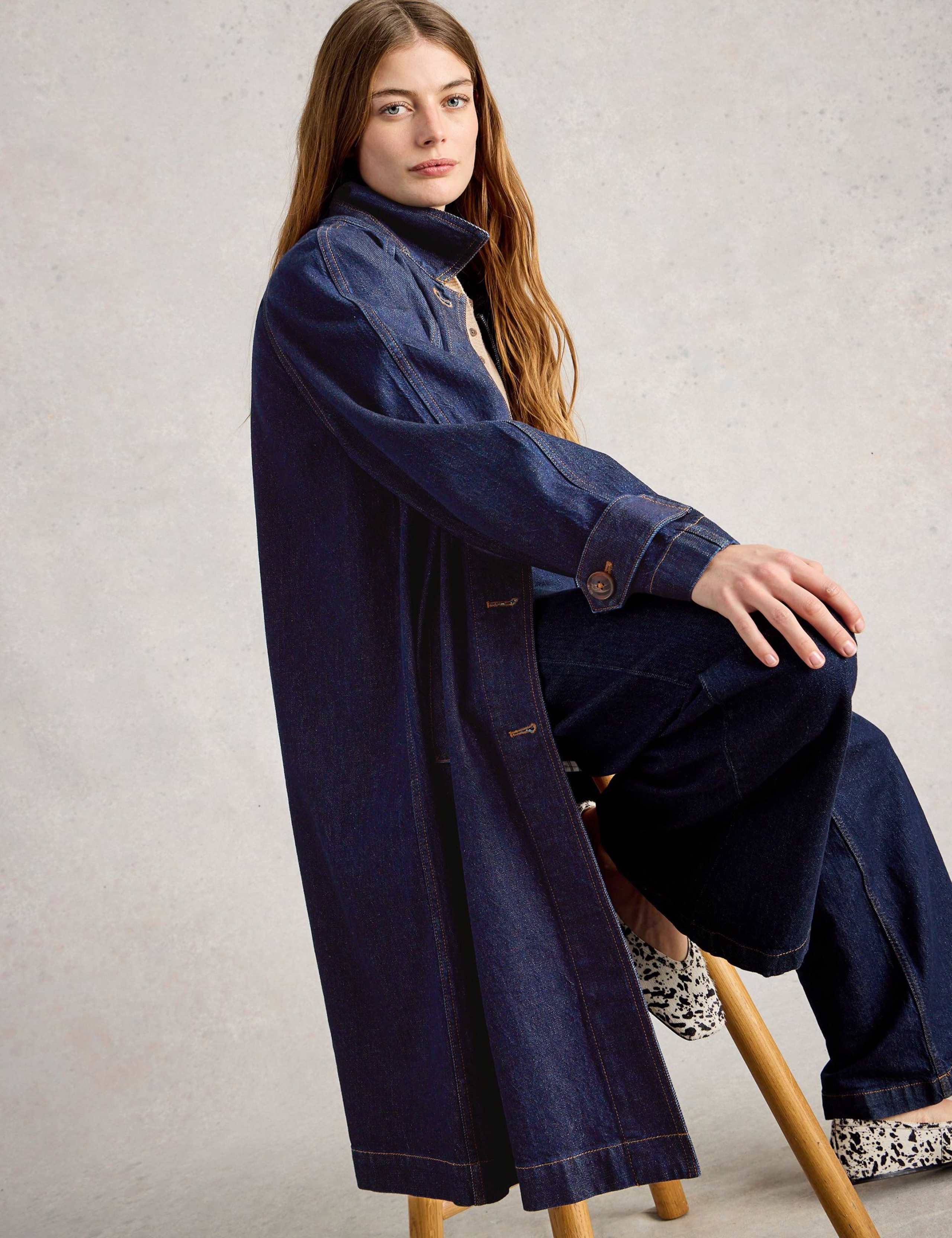 Denim Collared Longline Coat 4 of 6