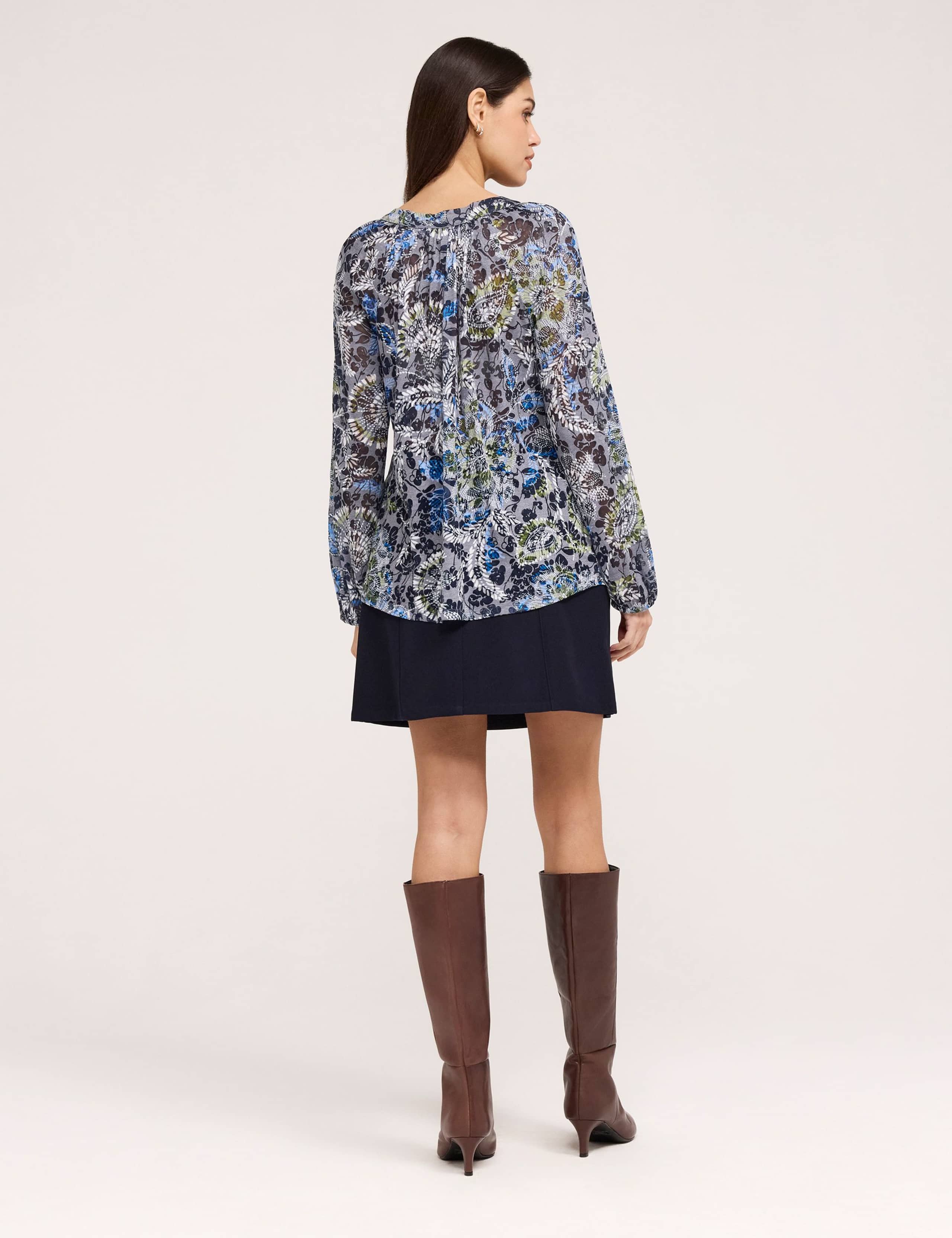 Jersey Floral Notch Neck Shirred Blouse 2 of 6