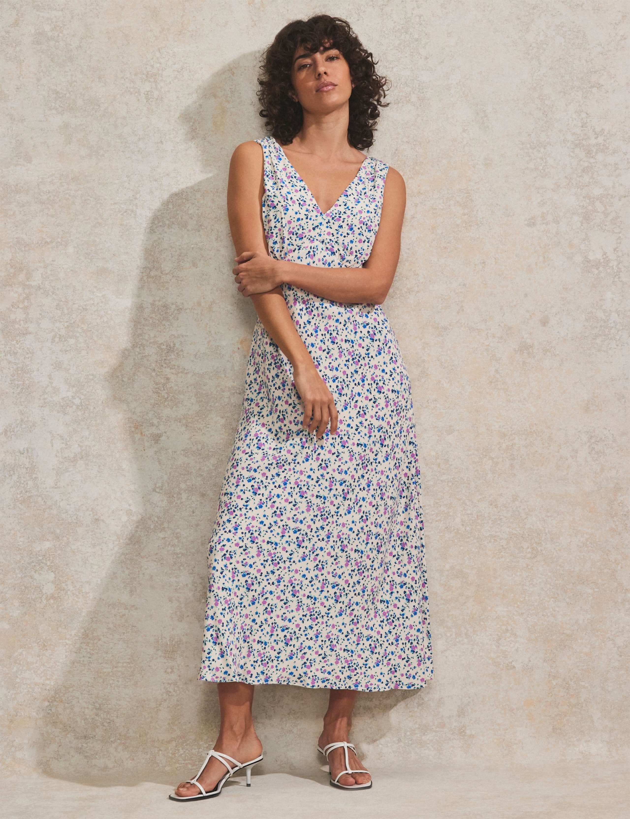 Ditsy Floral V-Neck Midi Tea Dress 2 of 4
