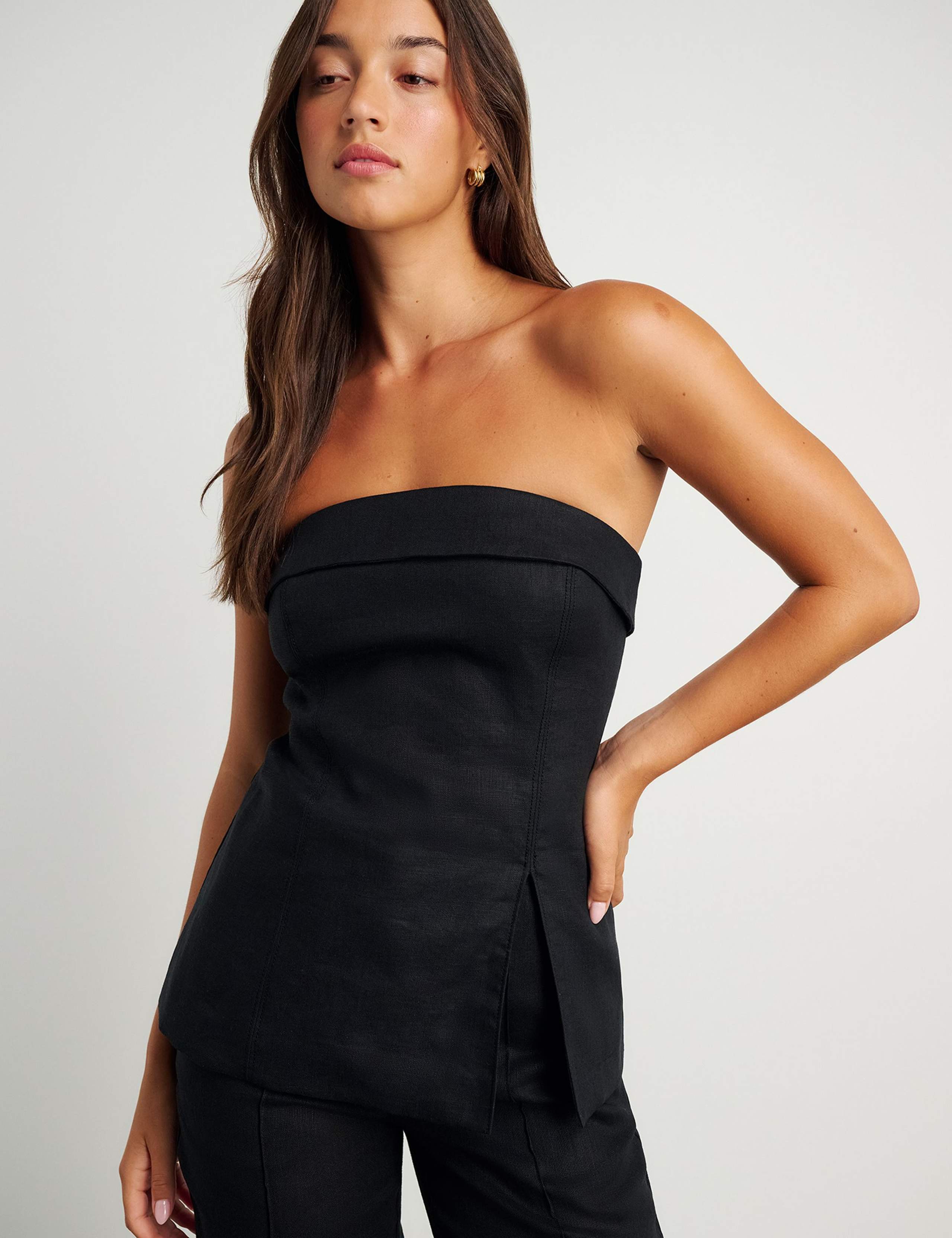Pure Linen Off The Shoulder Bandeau Top 1 of 6