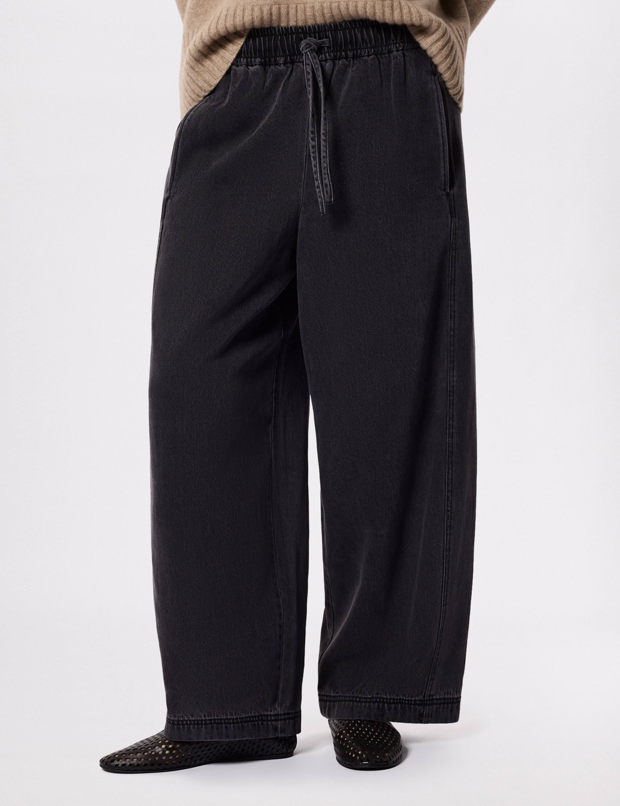 Cotton Blend Barrel Leg Trousers 3 of 6
