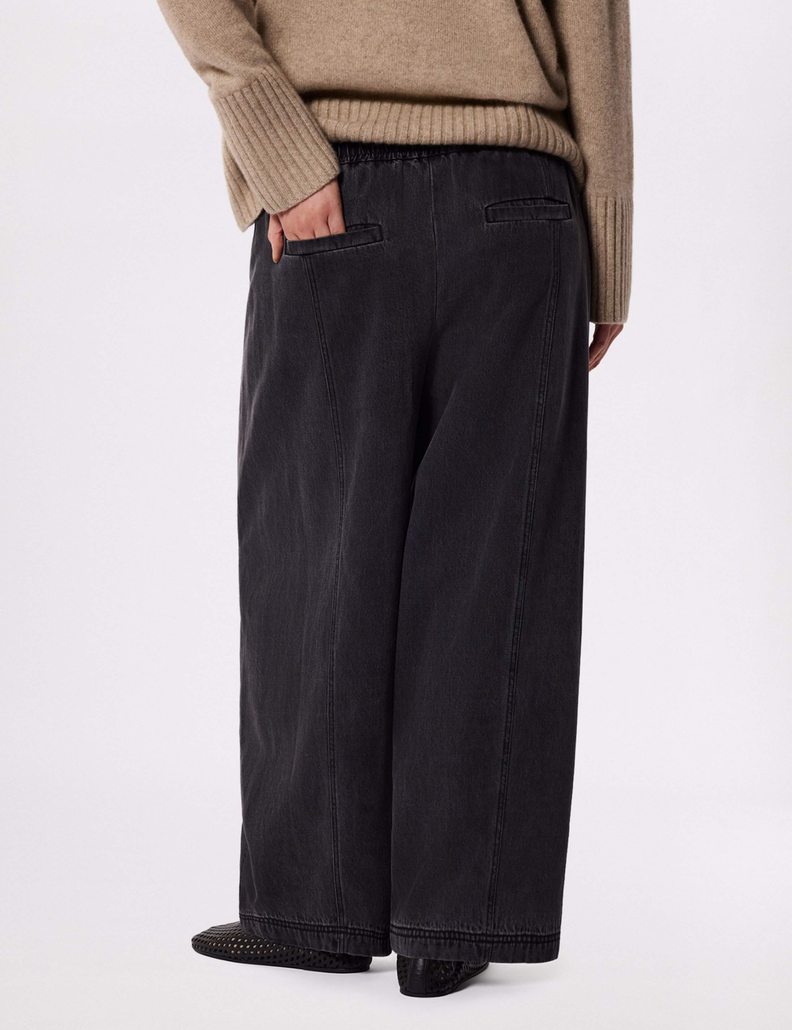 Cotton Blend Barrel Leg Trousers 4 of 6