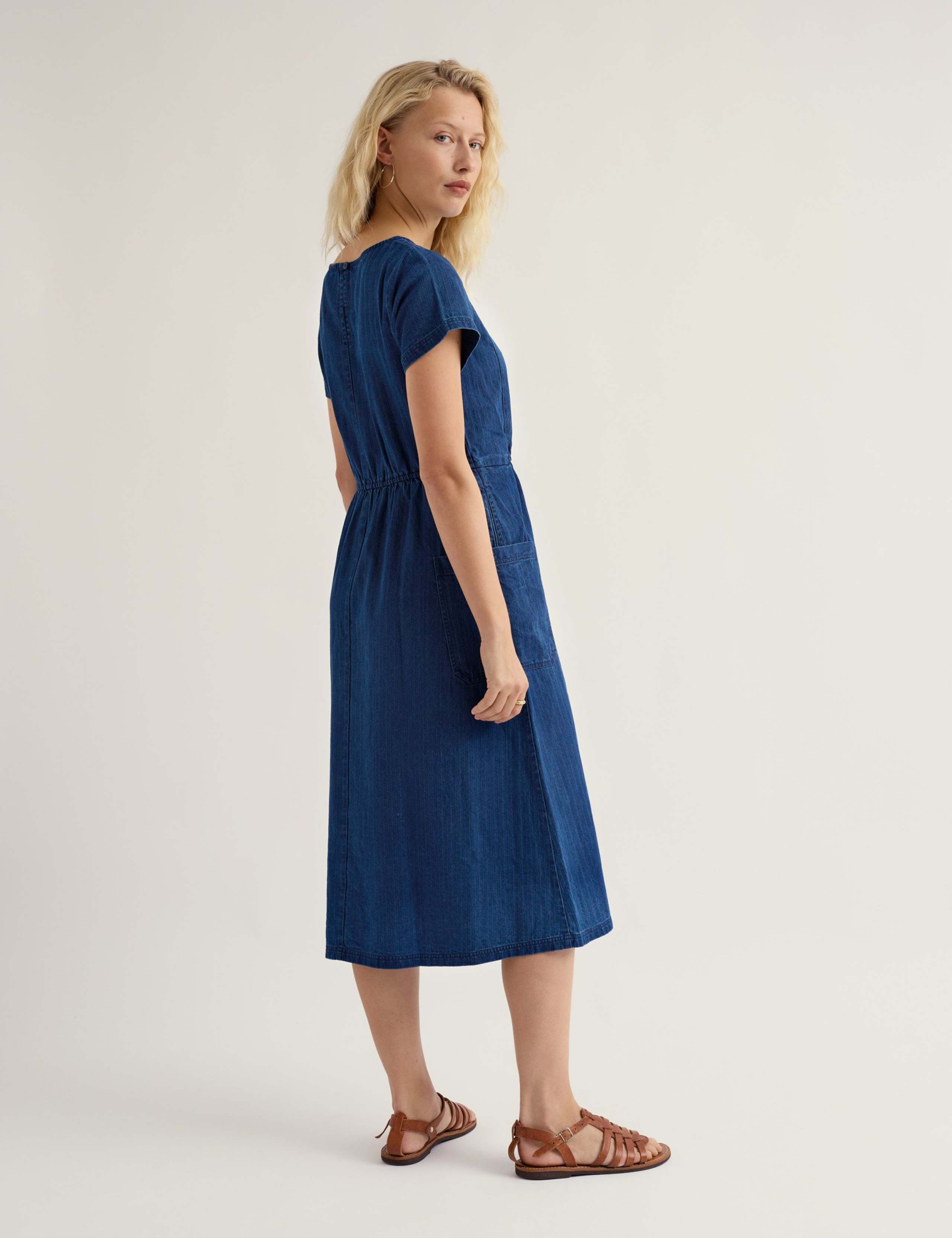 Pure Cotton Denim Midi Waisted Dress 3 of 5