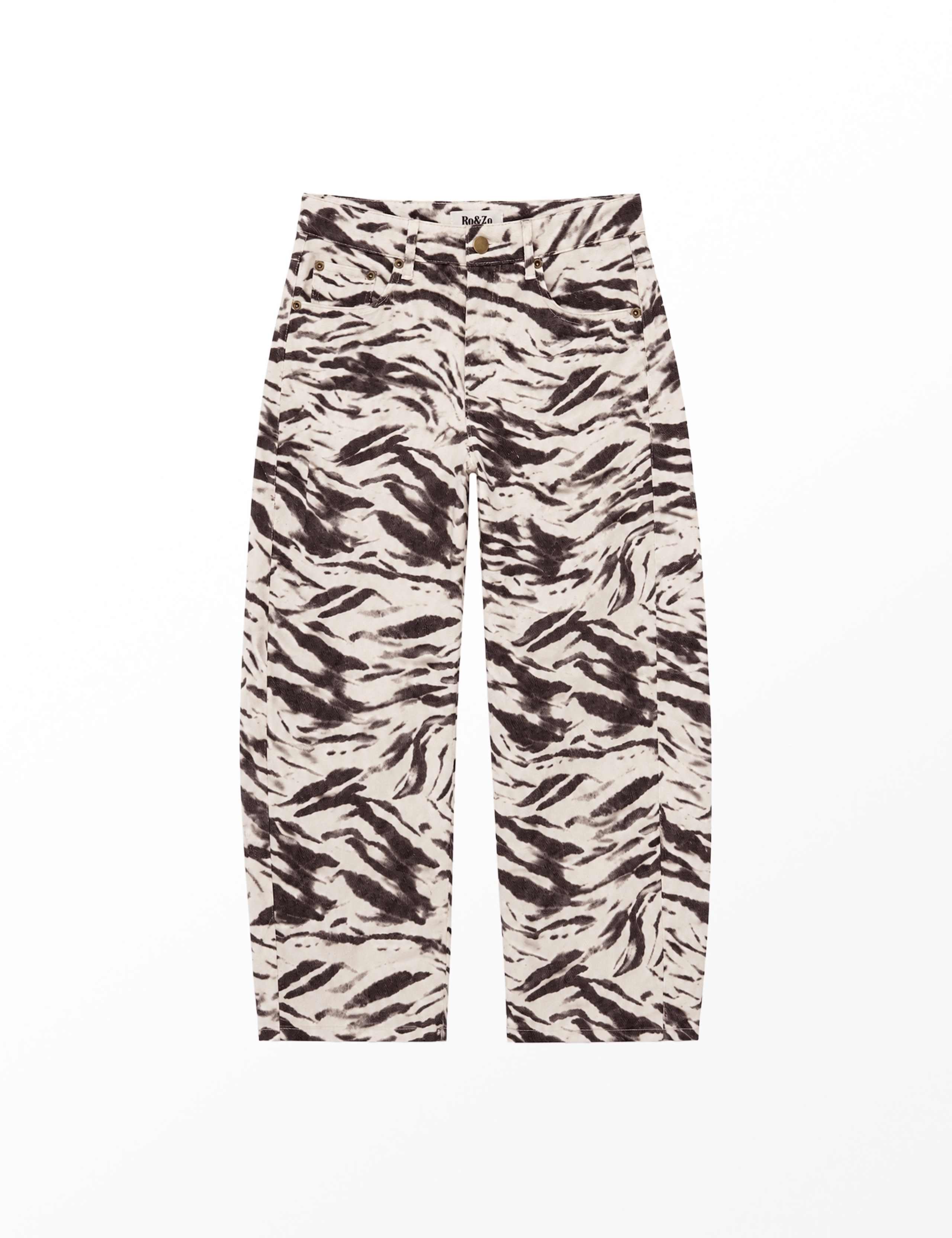 Zebra Print Mid Rise Barrel Jeans 2 of 3
