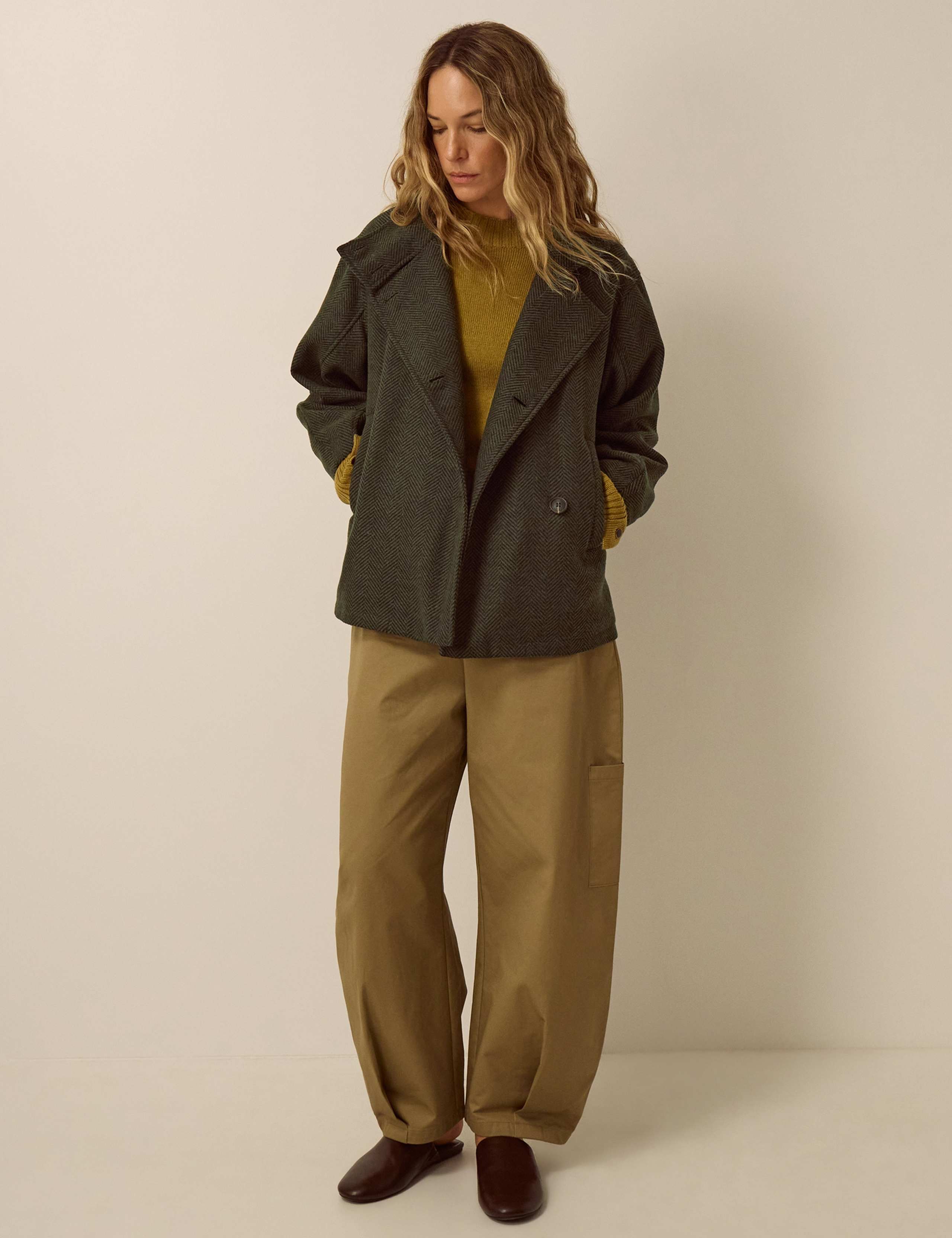 Herringbone Funnel Neck Coat 2 of 5