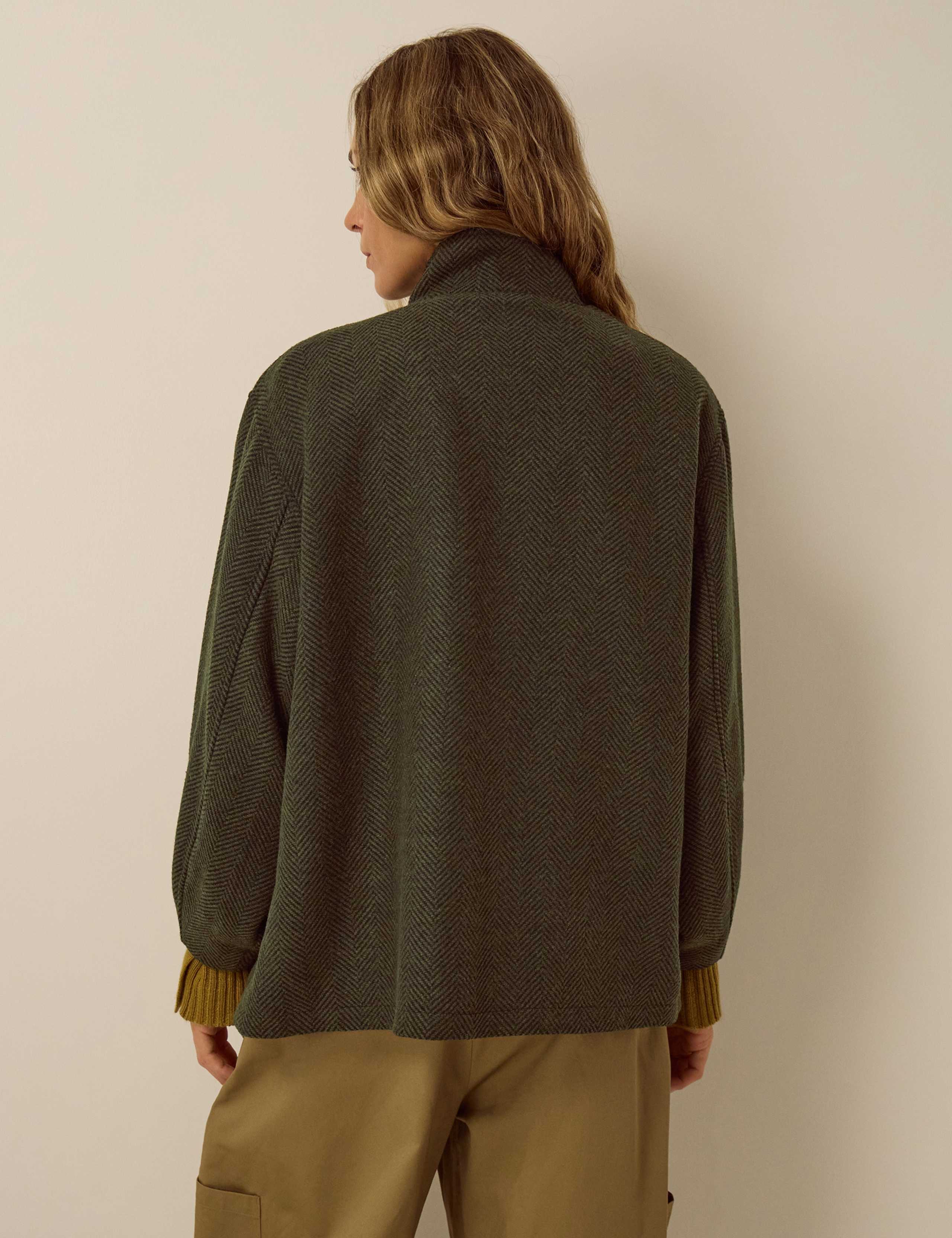Herringbone Funnel Neck Coat 3 of 5