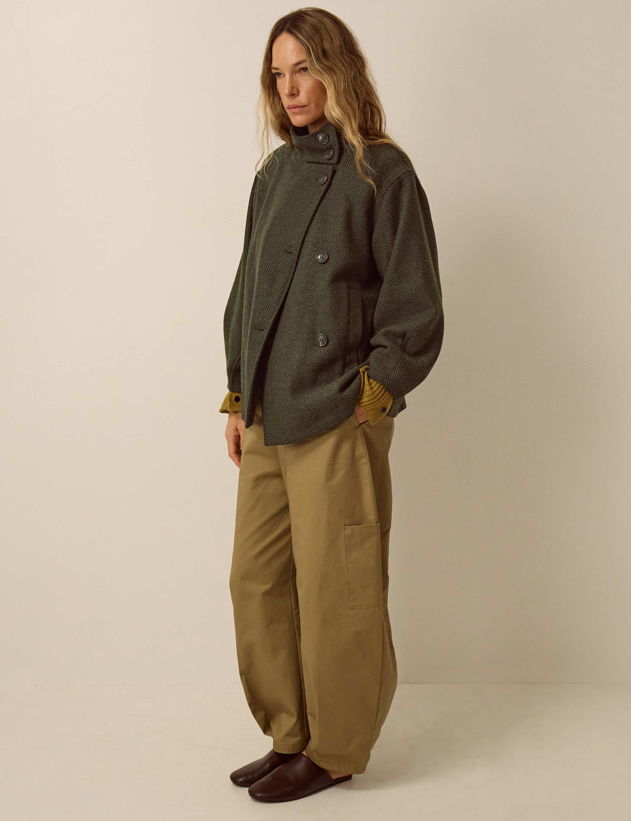 Herringbone Funnel Neck Coat 4 of 5
