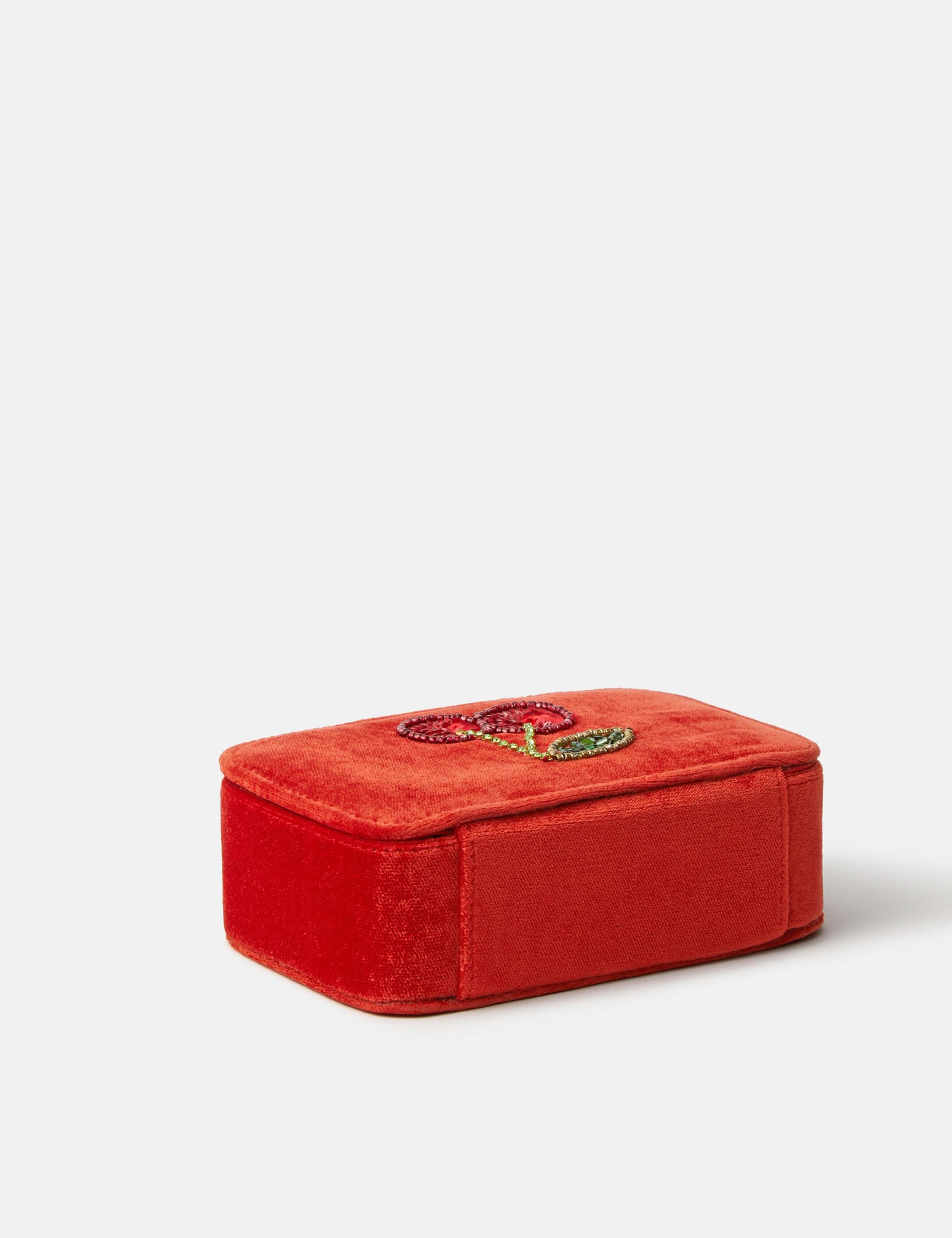 Velvet Embellished Cherry Jewellery Box 2 of 3
