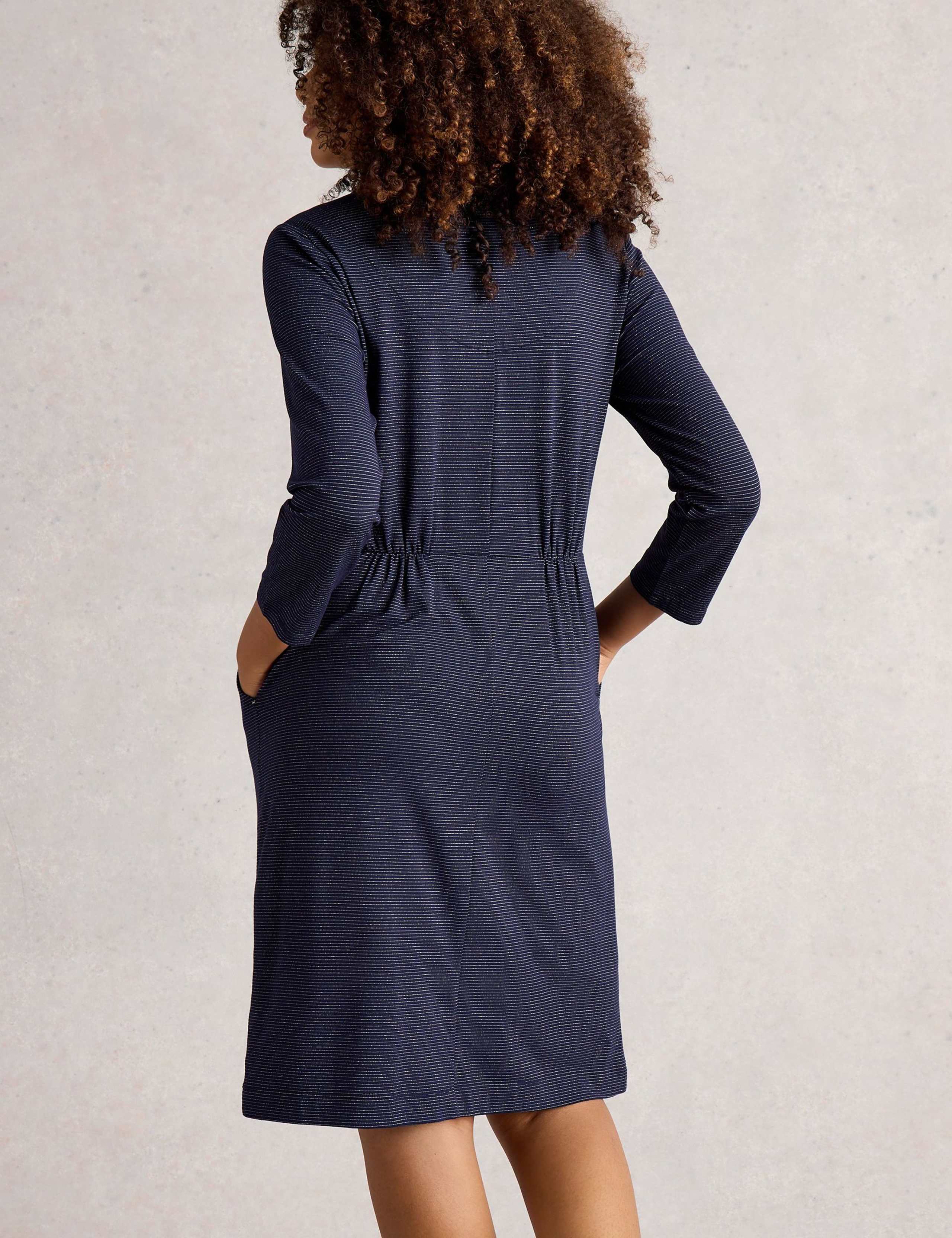 Jersey Sparkly Striped Waisted Dress 3 of 6