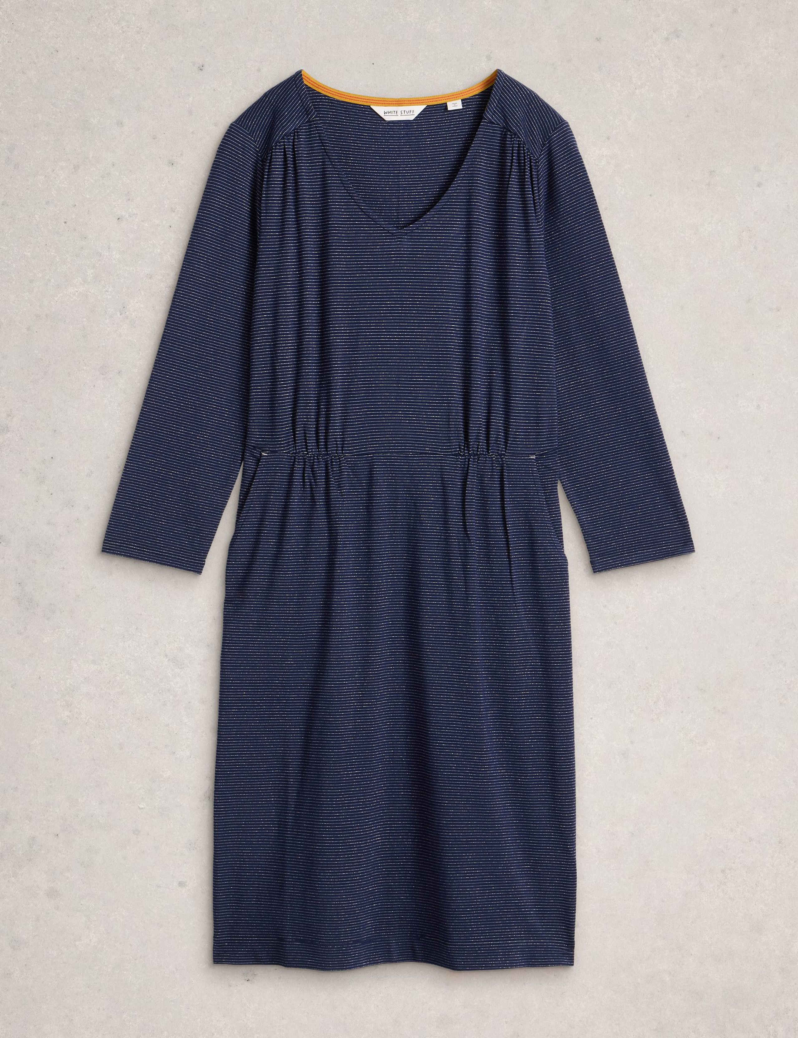 Jersey Sparkly Striped Waisted Dress 2 of 6