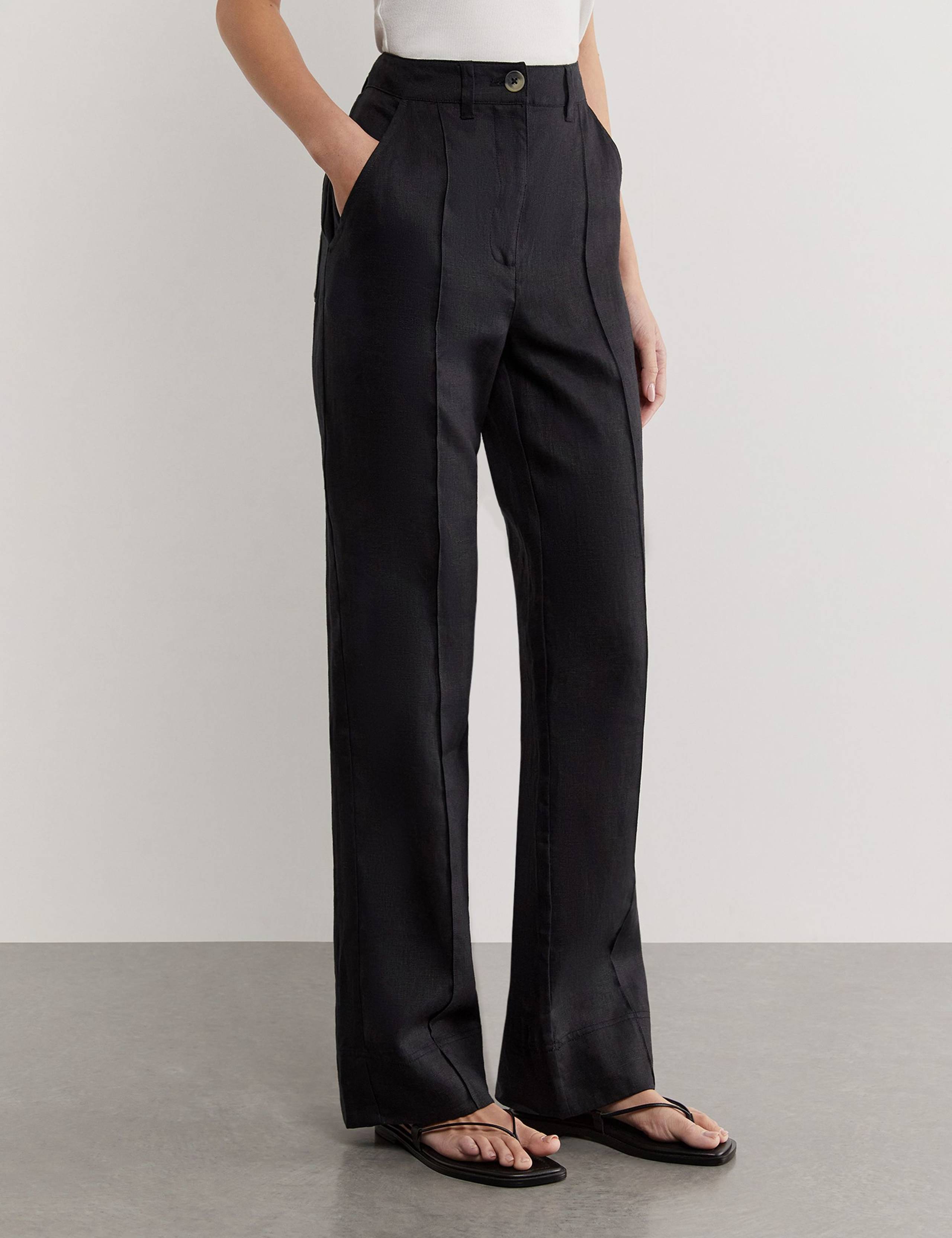 Pure Linen Pintuck Wide Leg Trousers 2 of 5