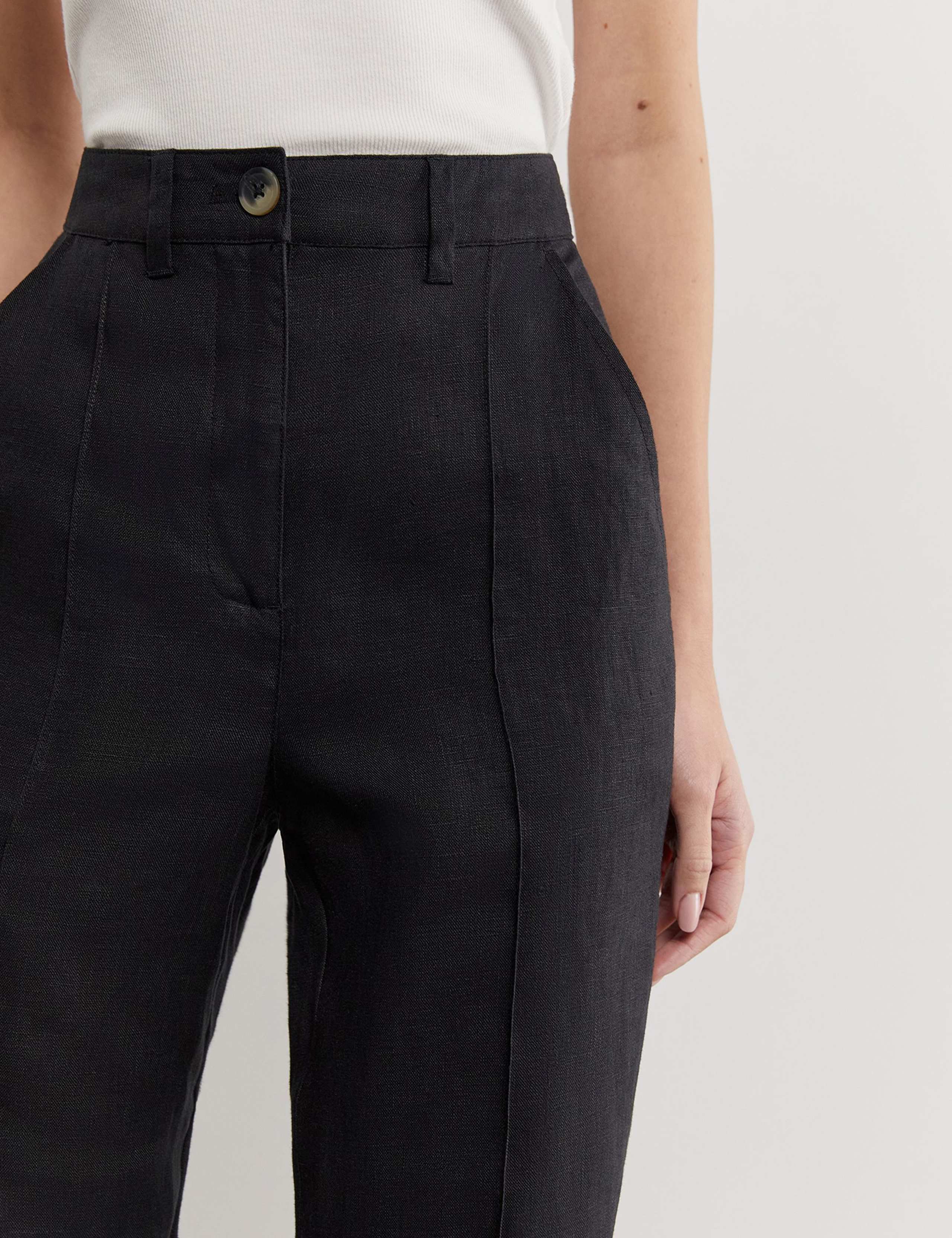 Pure Linen Pintuck Wide Leg Trousers 4 of 5